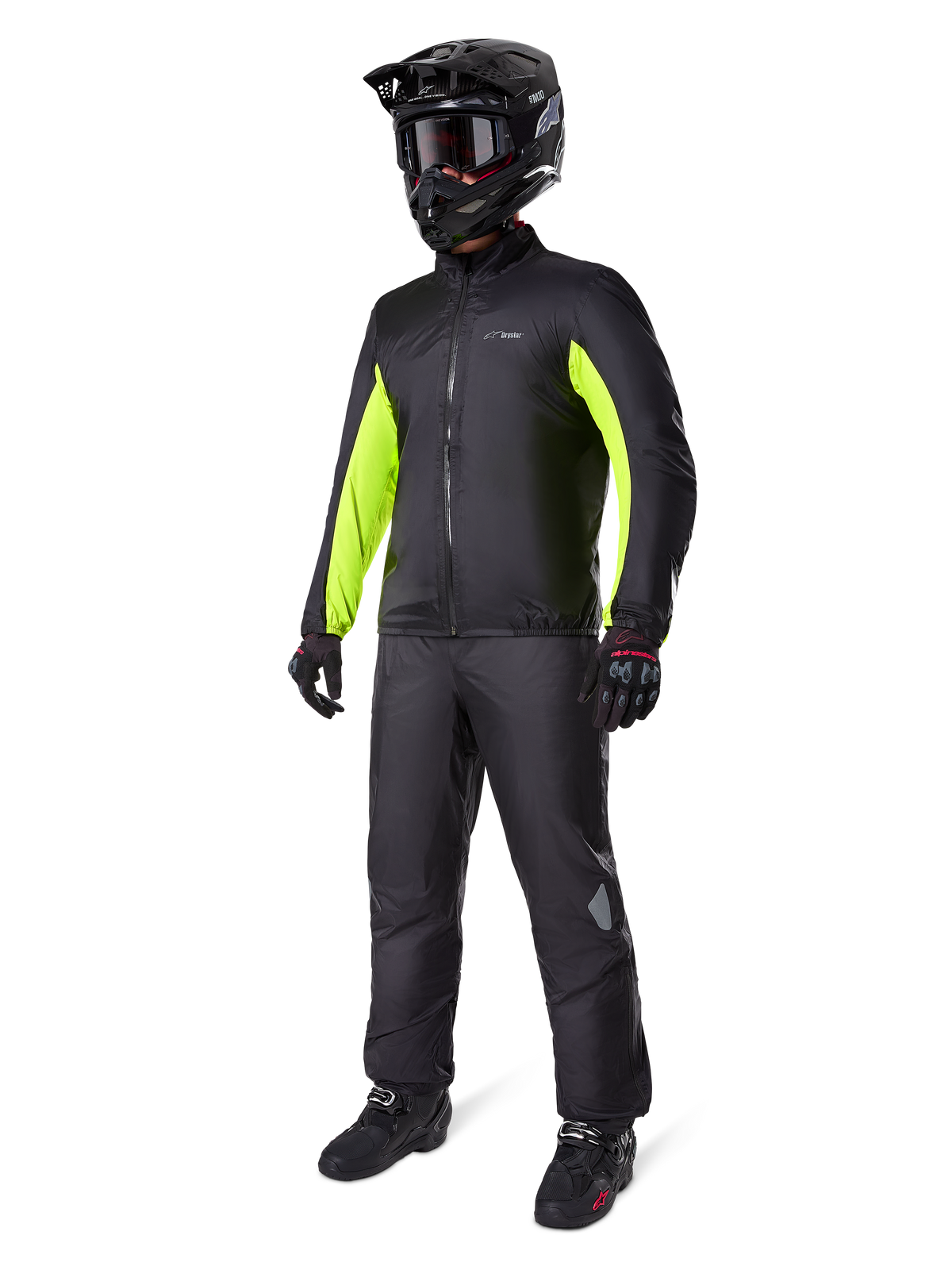 Alpinestars Bogotá Pro Drystar®-jakkeliner, herre-adventure-motorcykeludstyr, sort og gul fluo, vandtæt tekstil