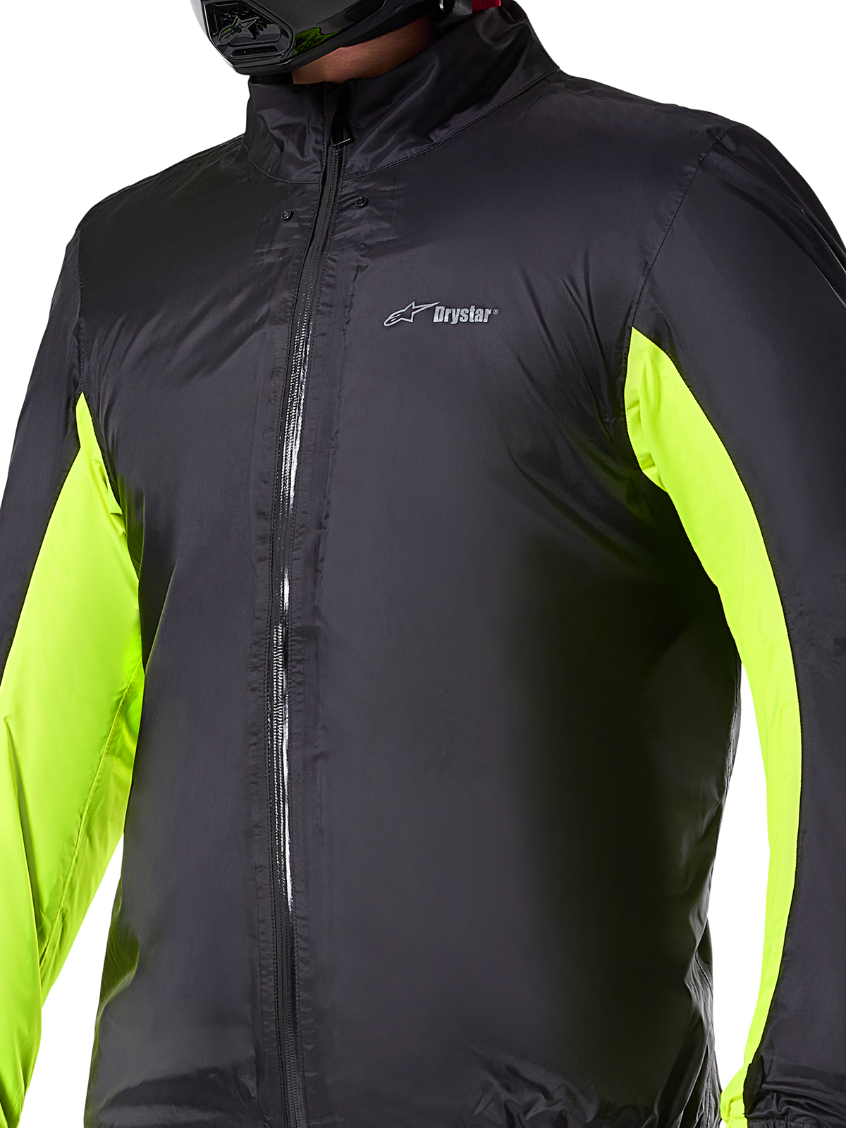 Alpinestars Bogotá Pro Drystar®-liner, vandtæt adventure-motorcykellag til herre, sort og gul fluo, logo på brystet
