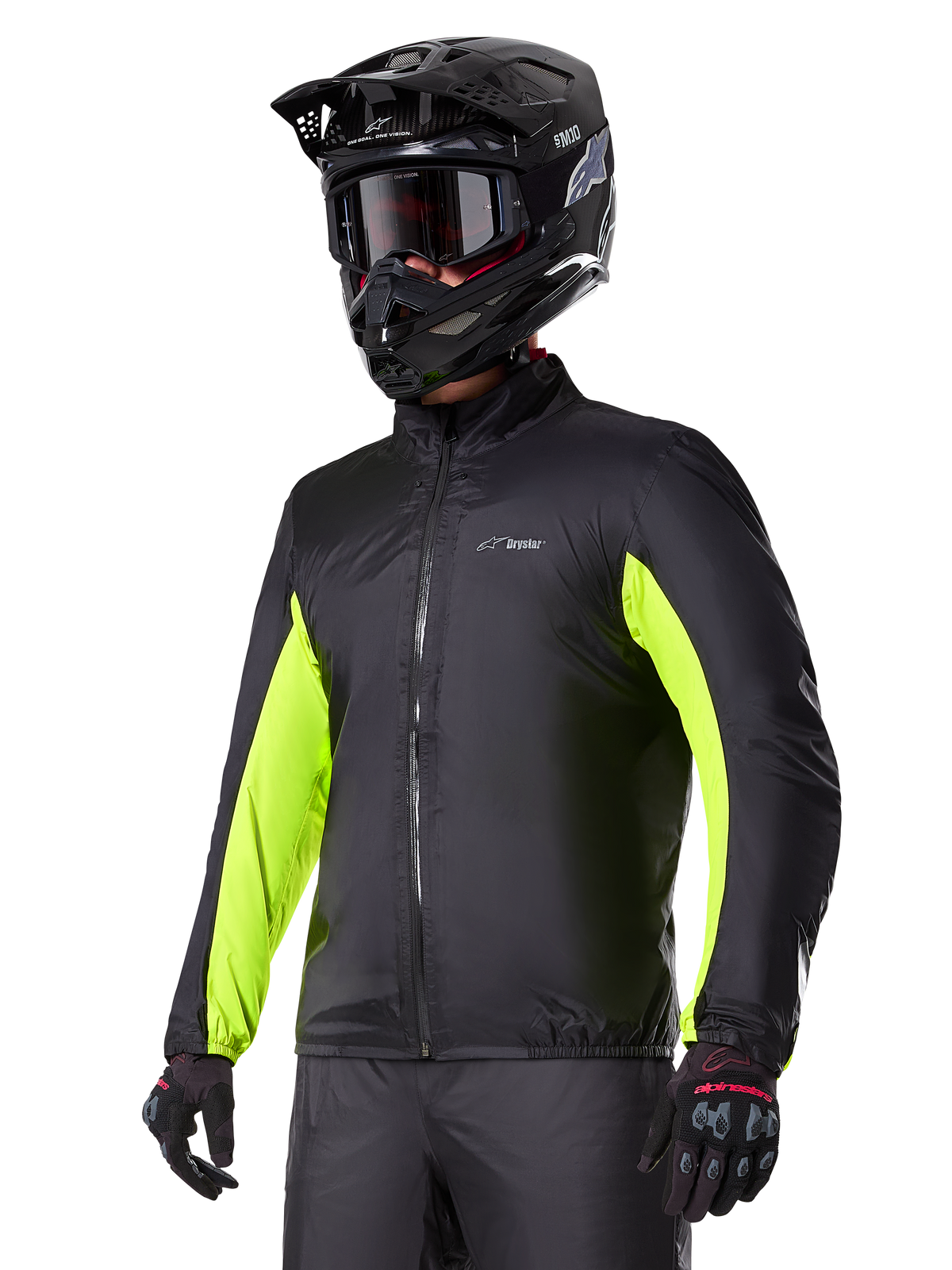 Alpinestars Bogota' Pro Drystar® vandtæt liner, sort og gul fluo, motorcykelbeklædning til adventure touring.