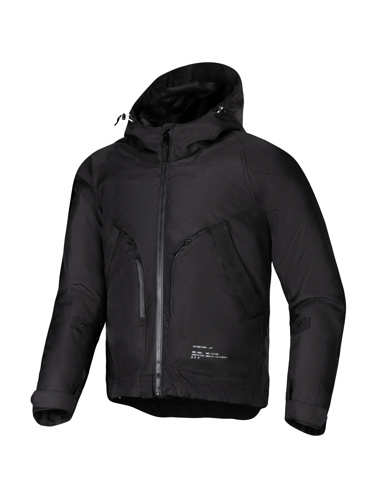 Alpinestars Morush Vandtæt Parka, sort herre-motorcykeljakke i vandtæt tekstil, Tech-Air® Ready og CE-certificeret.