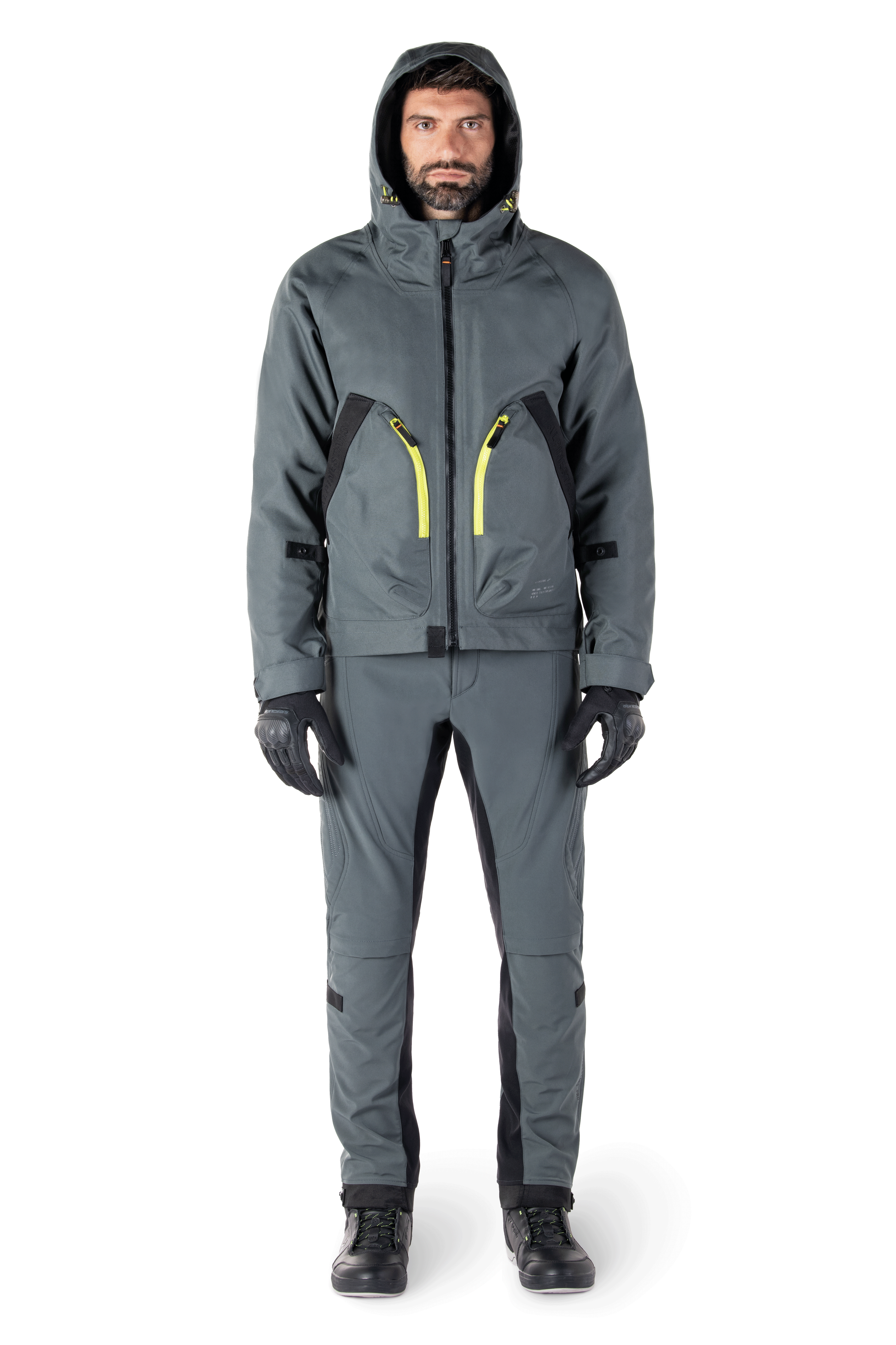 Alpinestars Morush vandtæt parka, urban grå motorcykeljakke, streetwear-inspireret design med store forlommer og stormsikker hætte, urban grå tekstilfinish