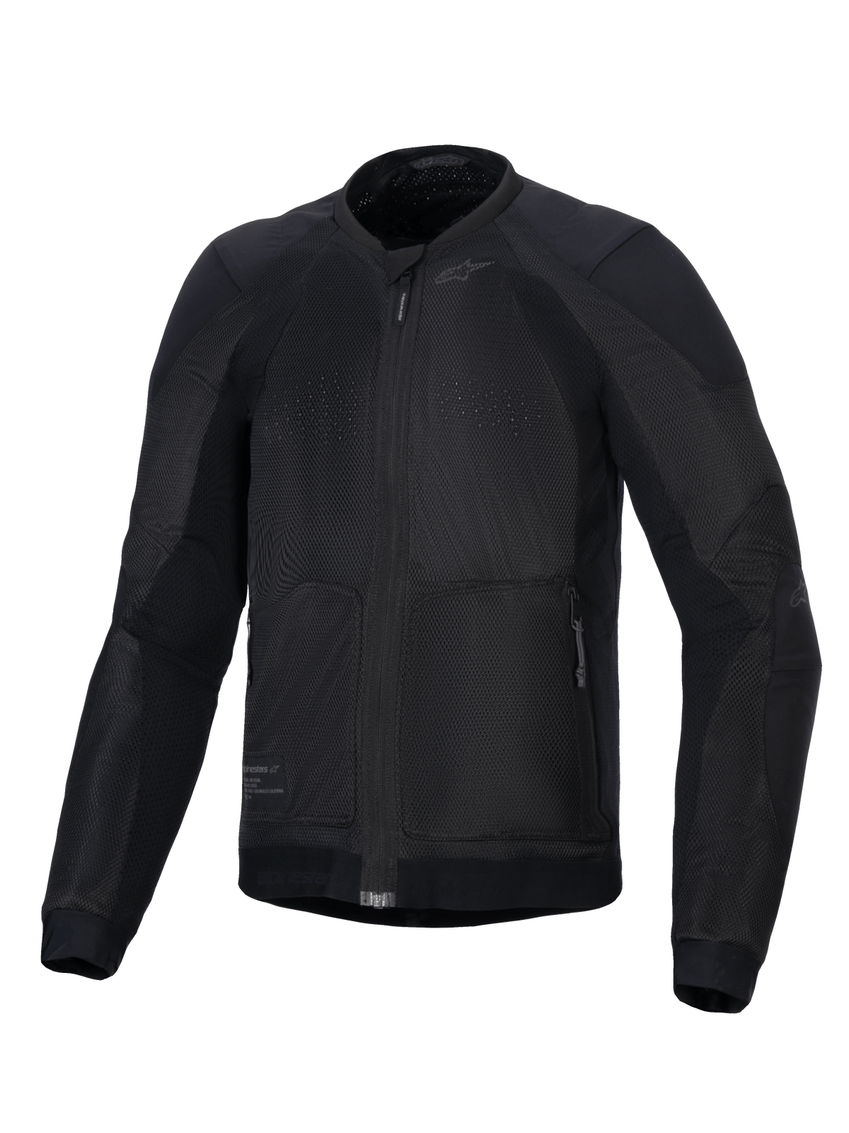 Alpinestars Troop-Air Jakke, sort urban herre-motorcykeljakke, åndbar tekstilmesh med CE-beskyttelsesudstyr.