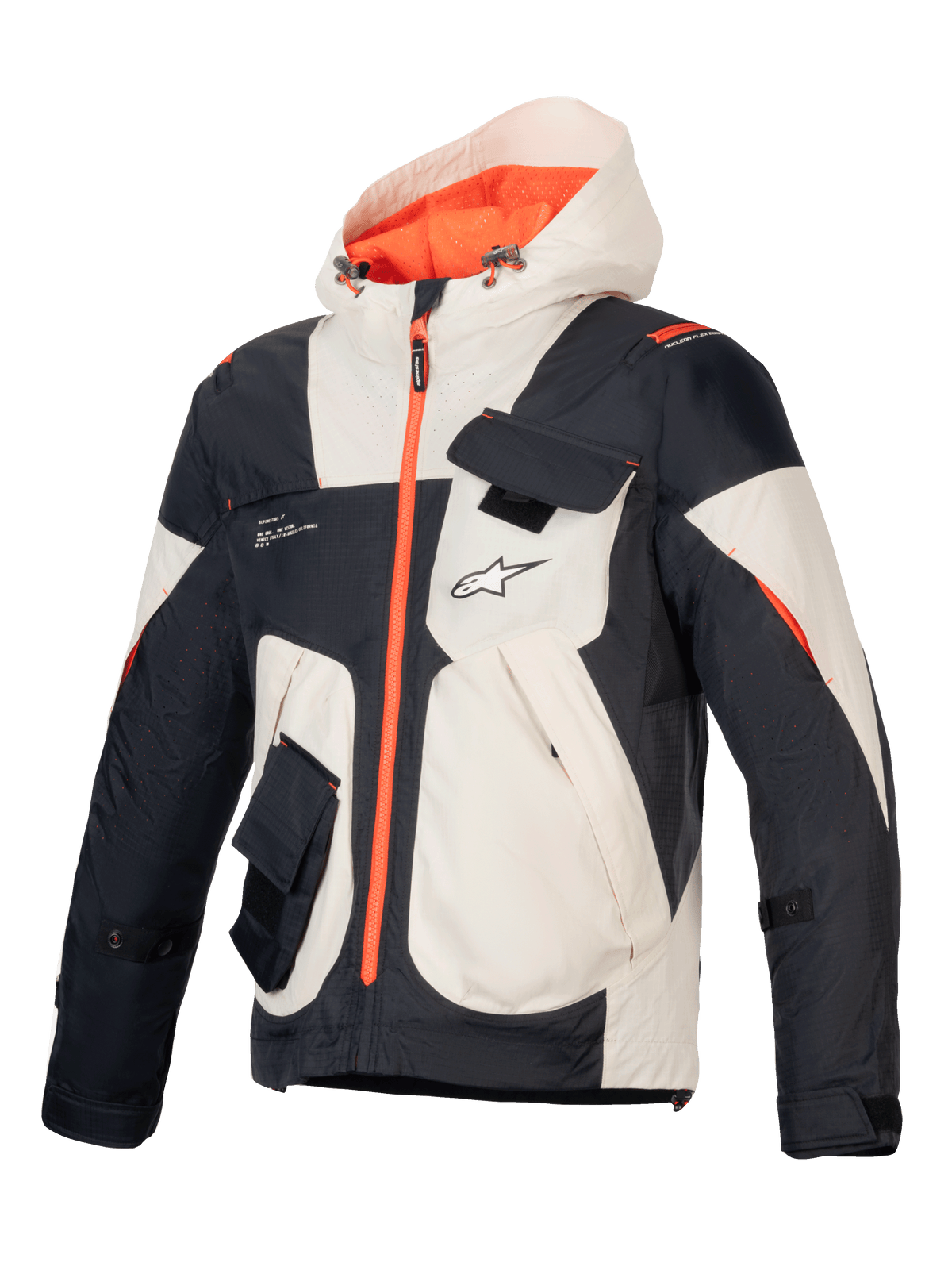 Alpinestars Mogress Air jakke, urban herremotorcykeljakke i sort, mandelfarvet og orange med ventileret ripstop.