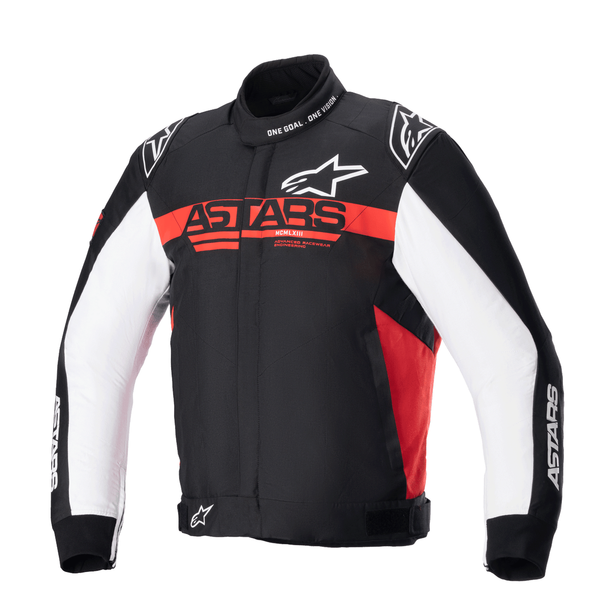 Alpinestars Monza Sport Jakke, herre-motorcykeljakke i sort, rød og hvid, CE-certificeret med tech twill-chassis og aftagelig termovest