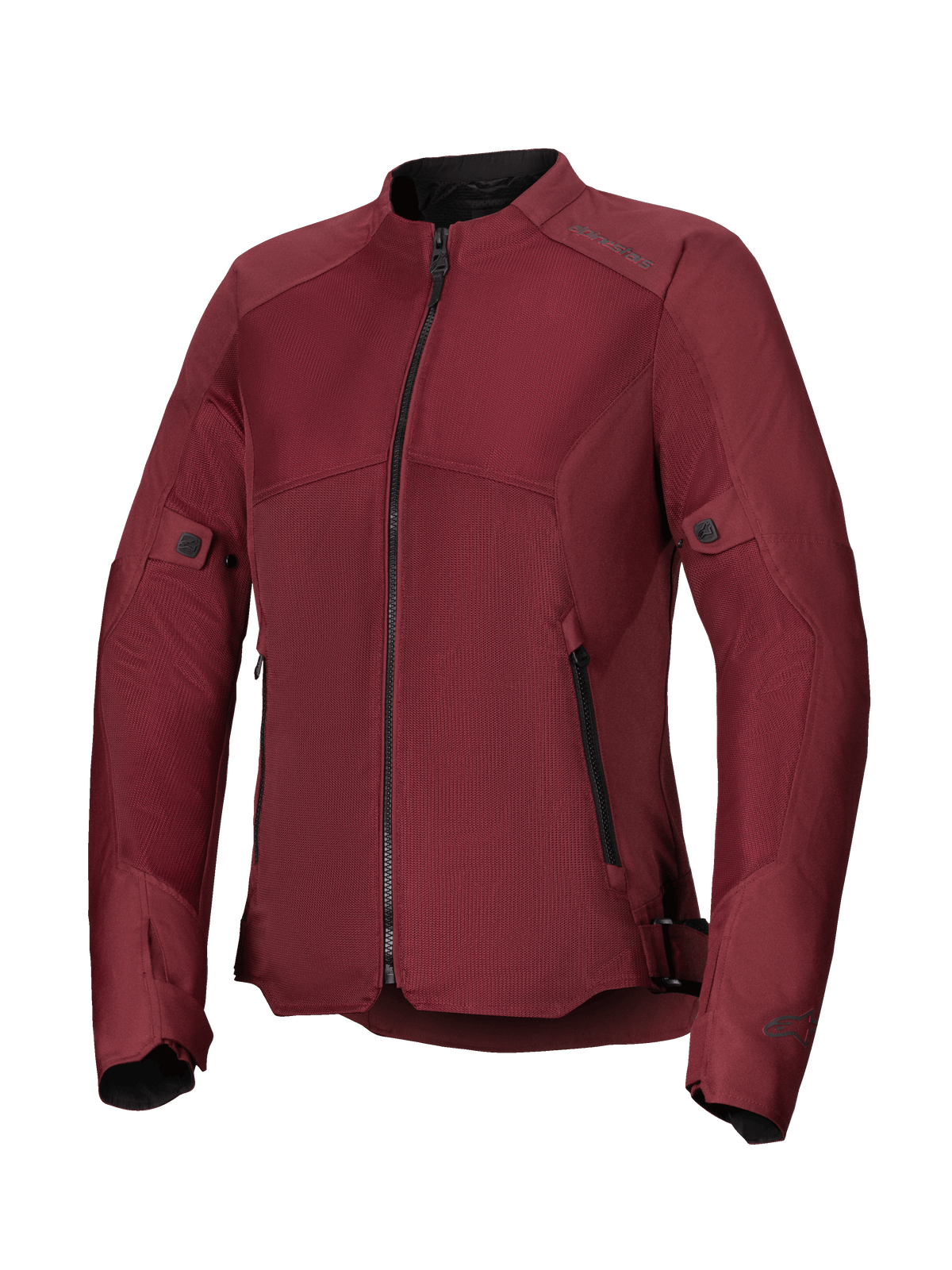 Alpinestars Stella C-1 Air motorcykeljakke til damer, bordeauxrød, med store tech mesh-paneler til luftgennemstrømning, central sort lynlås, lynlåslommer og justerbare stropper ved talje og ærmer, designet til bykørsel