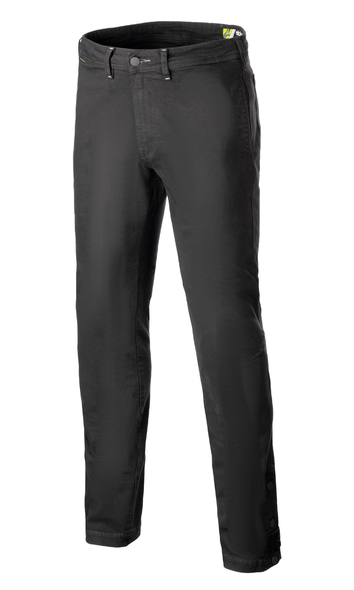 Alpinestars Stratos Regular Fit Tech køre-bukser, motorcykelbukser, antracitgrå, afslappet jogging-bukse-stil med tilspidsede ben, knaplukning i taljen, justerbare trykknapper ved anklerne, fremstillet i Cordura-denim for urban street-stil