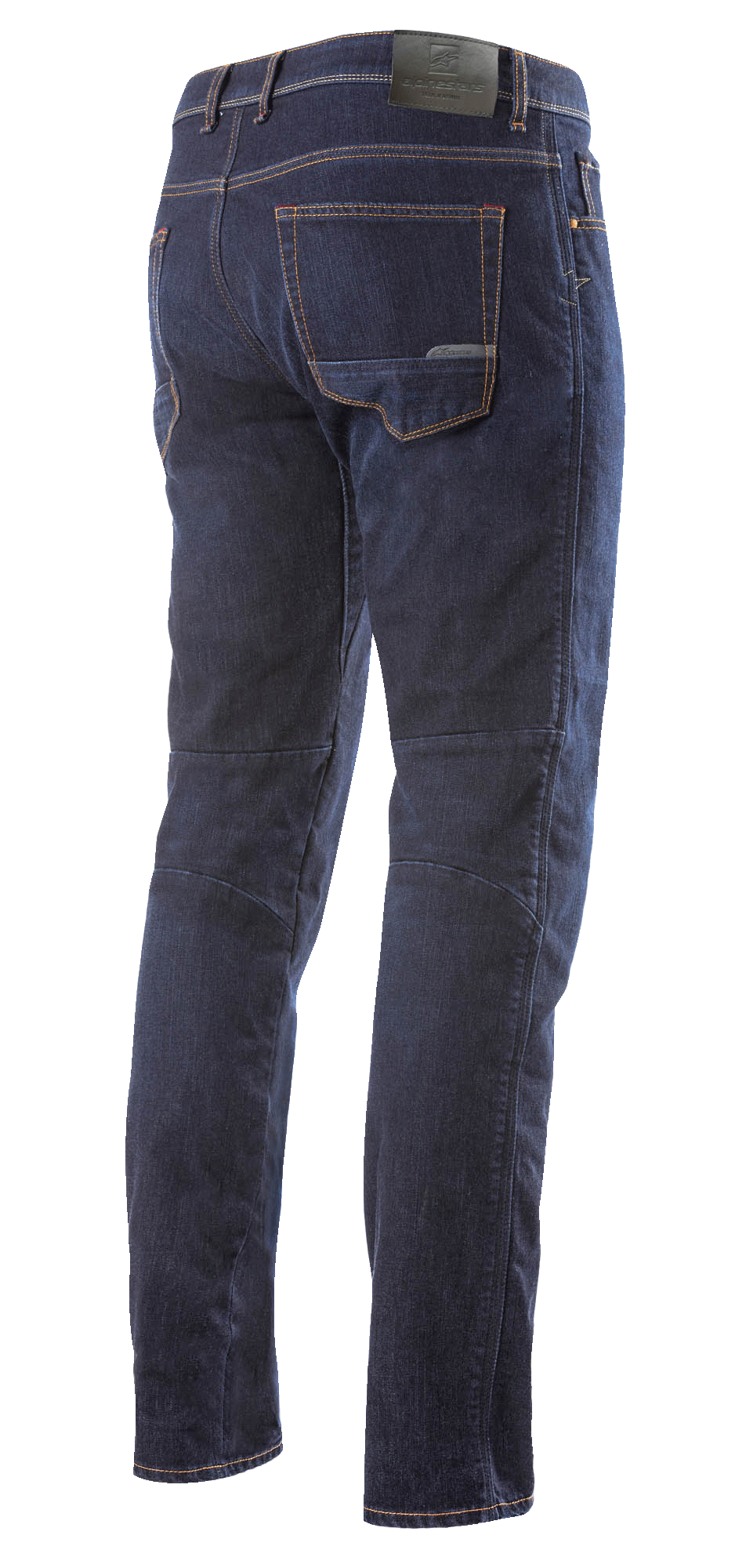 Alpinestars Radium Jeans Bukser, mørkeblå herre-motorcykeljeans i Cordura, set bagfra i fuld længde