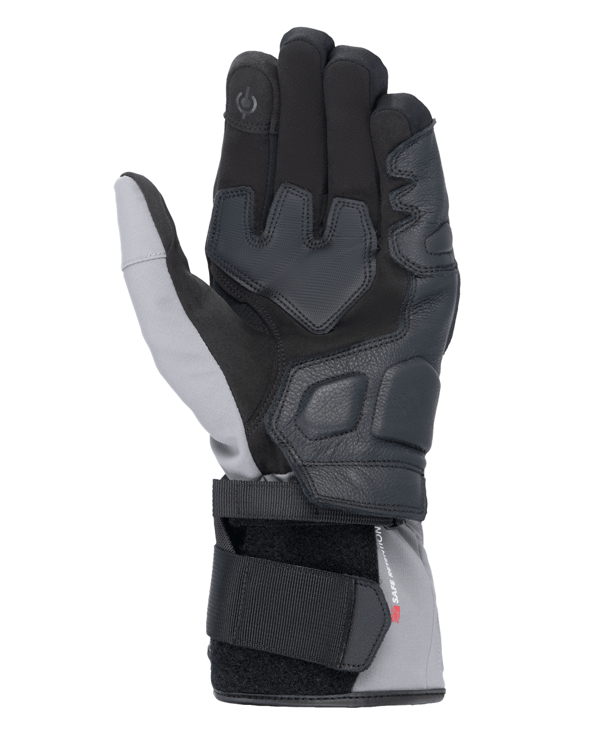 Alpinestars Tourer W-7 V2 Drystar® handsker, håndfladevisning, sort og mørkegrå, vintermotorcykelhandsker med læderforstærkninger i håndfladen, touchscreen-kompatibel pegefinger og dobbelt stroplukkesystem for en sikker pasform