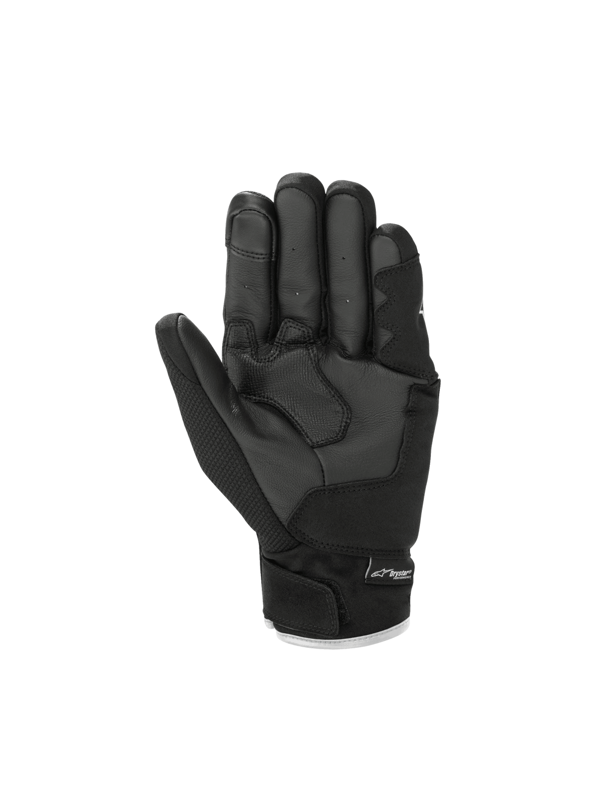 Alpinestars S-Max Drystar® handsker, sorte vandtætte motorcykelhandsker med læderhåndflade og kort manchet.