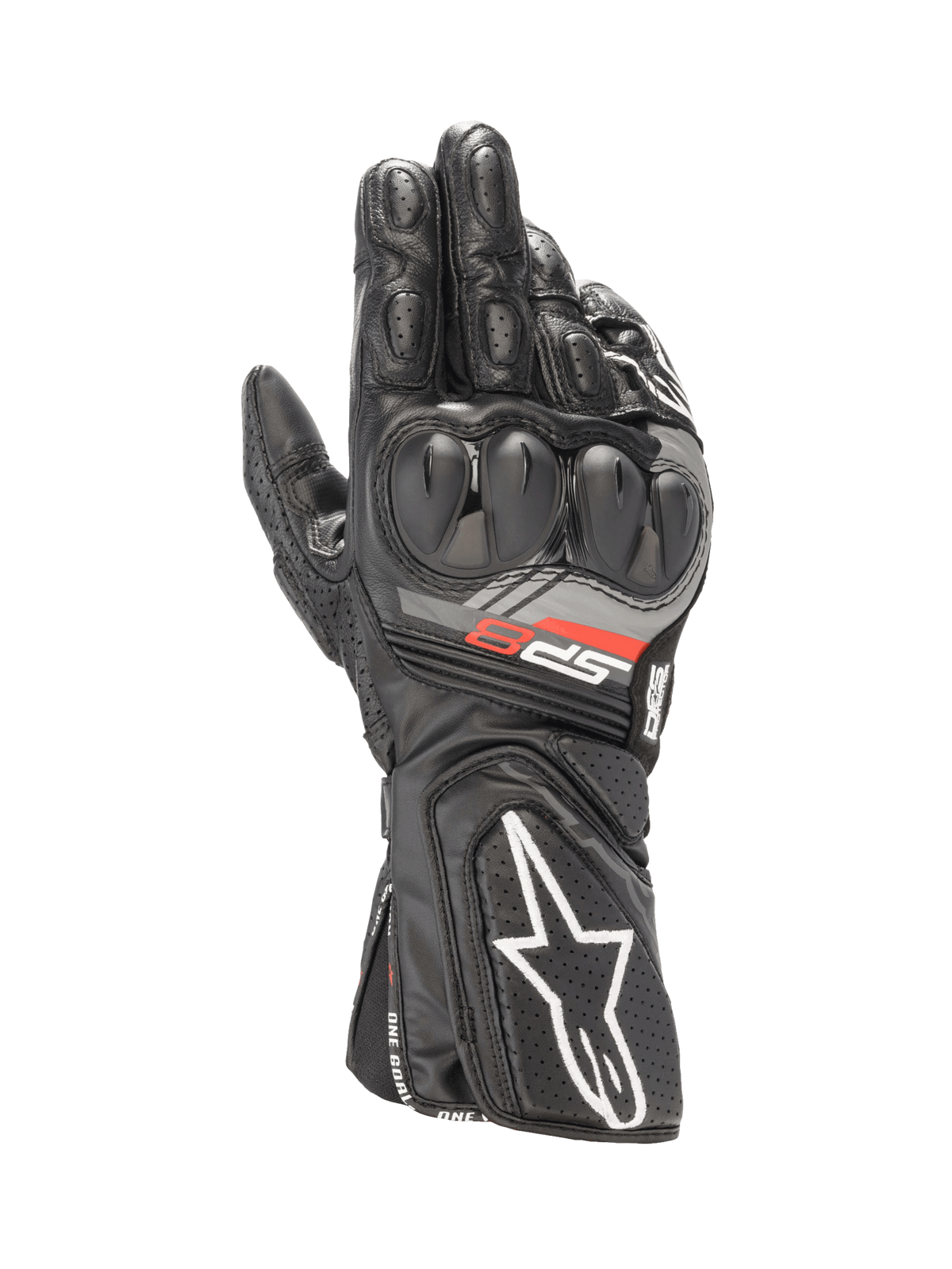 Alpinestars SP-8 V3 motorcykelhandsker, sort, gedelæder med SP dual density knobeskyttelse, CE-certificeret