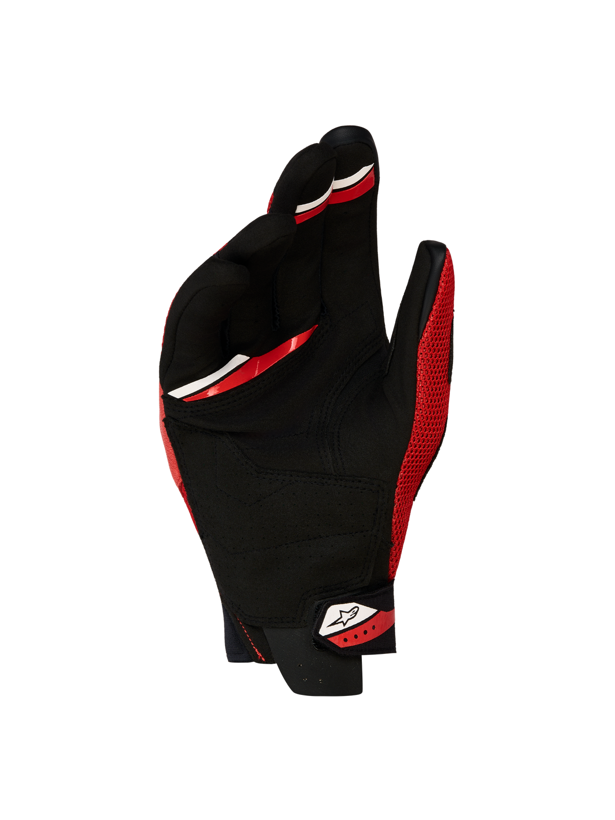 Alpinestars Megawatt V 2 Air handsker, motocross- og endurohandsker, rød og sort, set bagfra med neoprenmanchet og 3D-mesh-konstruktion