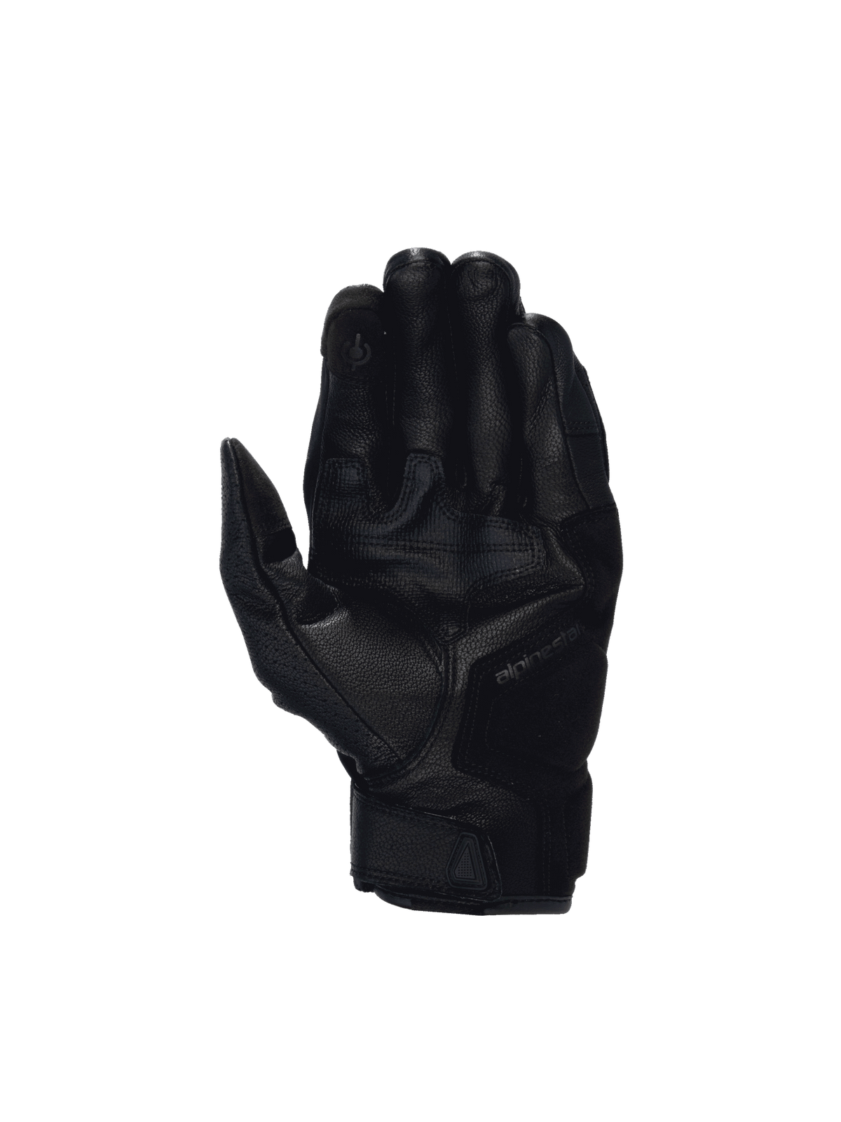Alpinestars Celer V3 handsker, sorte motorcykelhandsker i gedeskind med forstærket håndflade og touchscreen-tip.