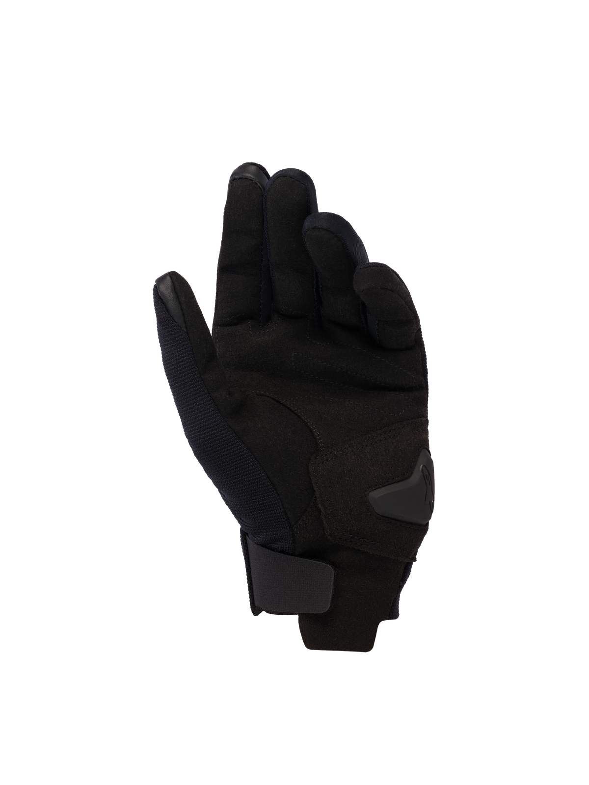 Alpinestars Reef Handsker V2 Dame, håndfladevisning, Black Hawaiian Ocean, korte motorcykelhandsker til damer, syntetisk ruskindshåndflade, touchscreen-kompatible fingerspidser, justerbar krog-og-løkke lukning