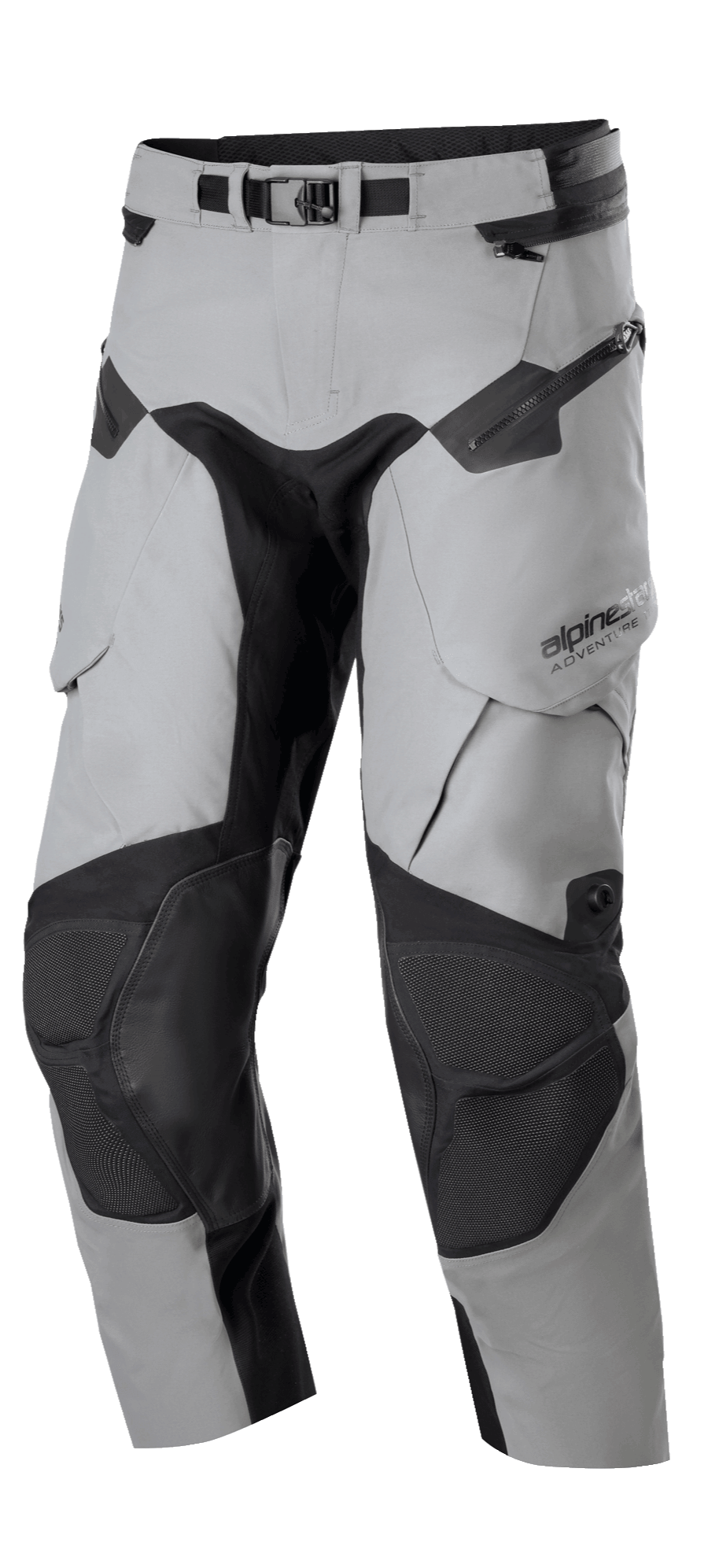 Alpinestars Boulder 3L GORE-TEX bukser - kort længde, adventure touring motorcykelbukser, mørkegrå og sort, med forstærkede knæpaneler, justerbart taljebælte med spænde, vandtætte lynlåse og ergonomiske lommer, slidstærk konstruktion til ekstremt vejr