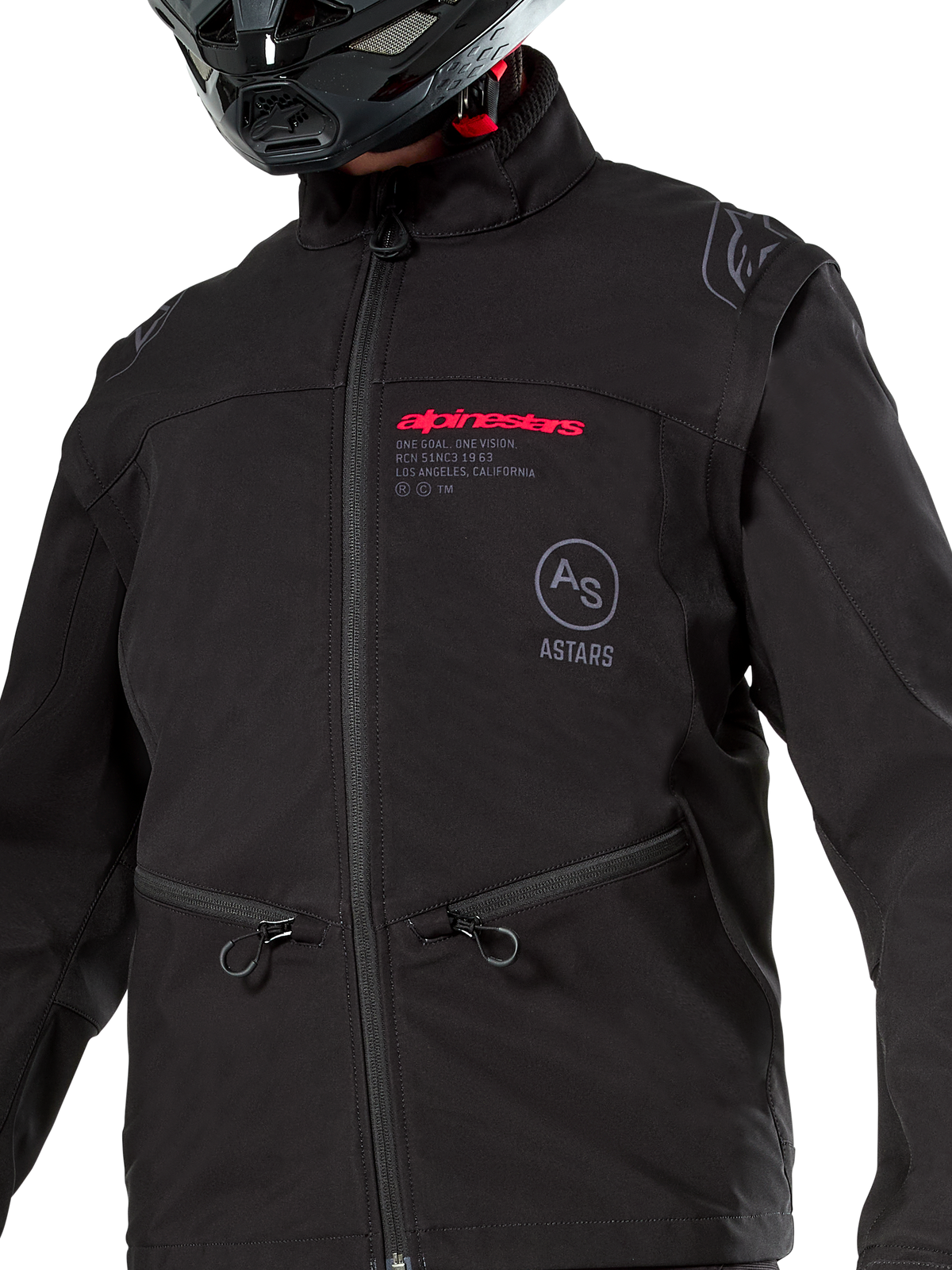 Alpinestars Lite-Dura Softshell Jakke, sort, vindtæt off-road enduro-jakke, modulært design med aftagelige ærmer og fleeceforing, minimalistisk teknisk stil