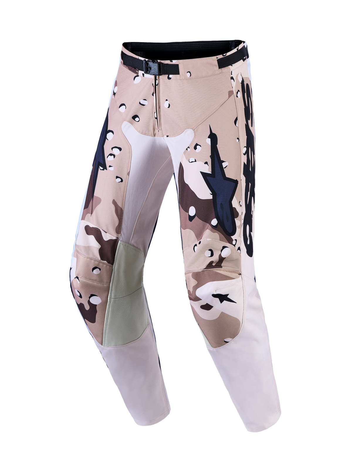 Alpinestars Racer Lone motocrossbukser i tan og brun ørken-camouflage til off-road kørsel med læderknæbeskyttelse