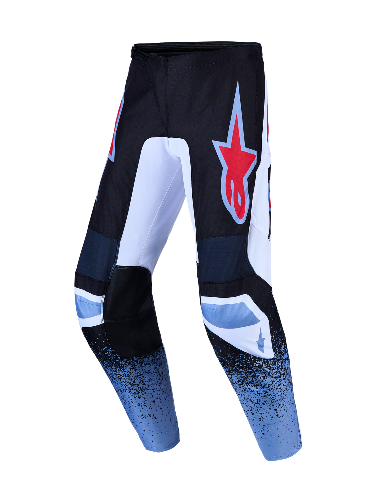 Alpinestars Fluid Drag bukser, herre-motocrossbukser, sort og lyseblå, slidstærkt polyfabric med forbuet pasform