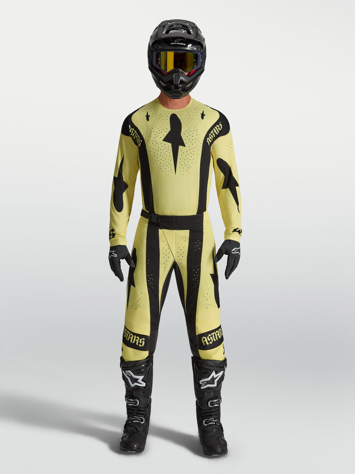 Alpinestars Techstar Atrox bukser og gear-sæt, gul og sort motocross-udstyr til herrer, racing-pasform