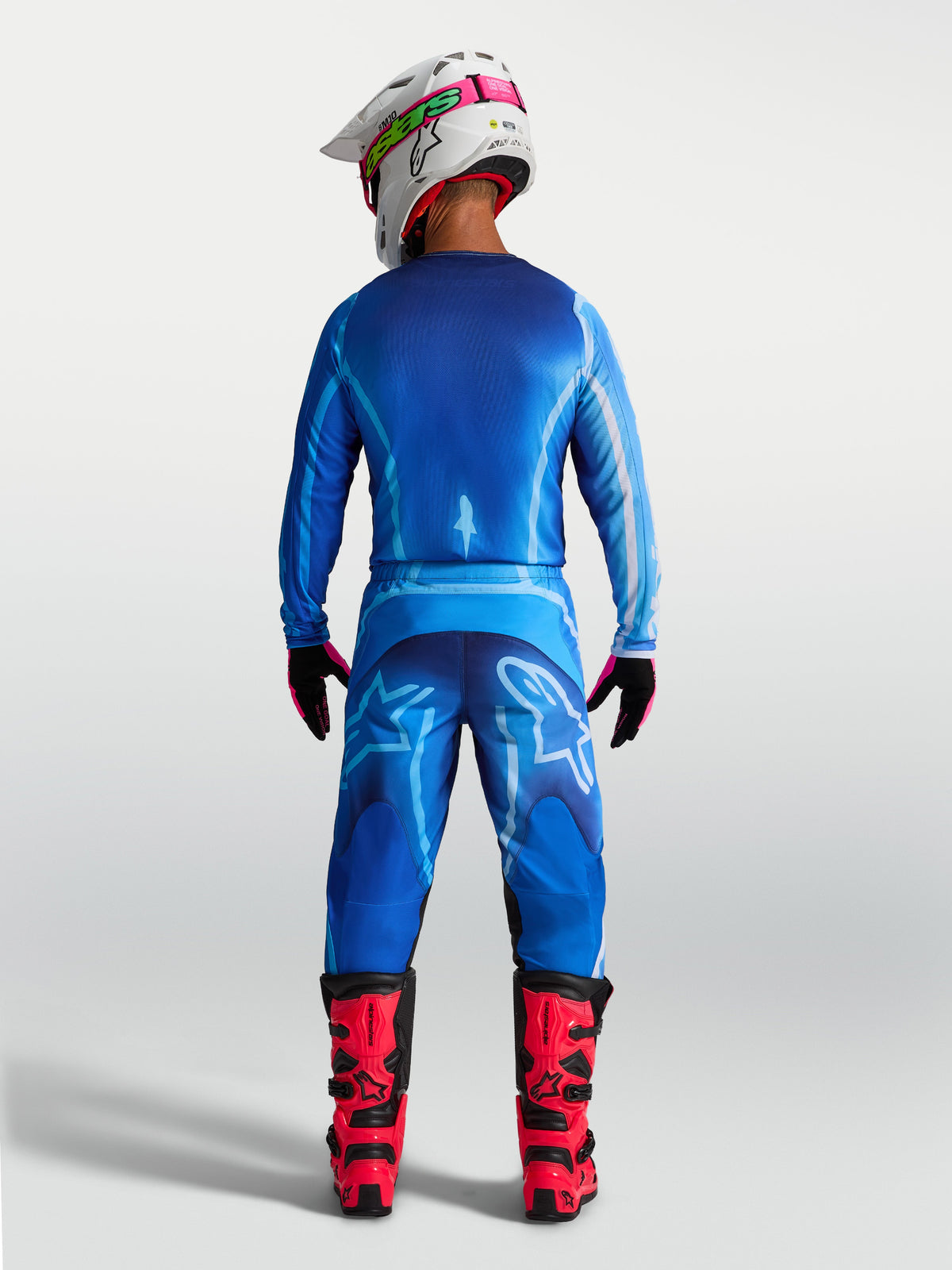 Alpinestars Fluid Kepler bukser, herre-motocrossbukser i blå, set bagfra med ergonomisk pasform og slidstærkt polyfabric