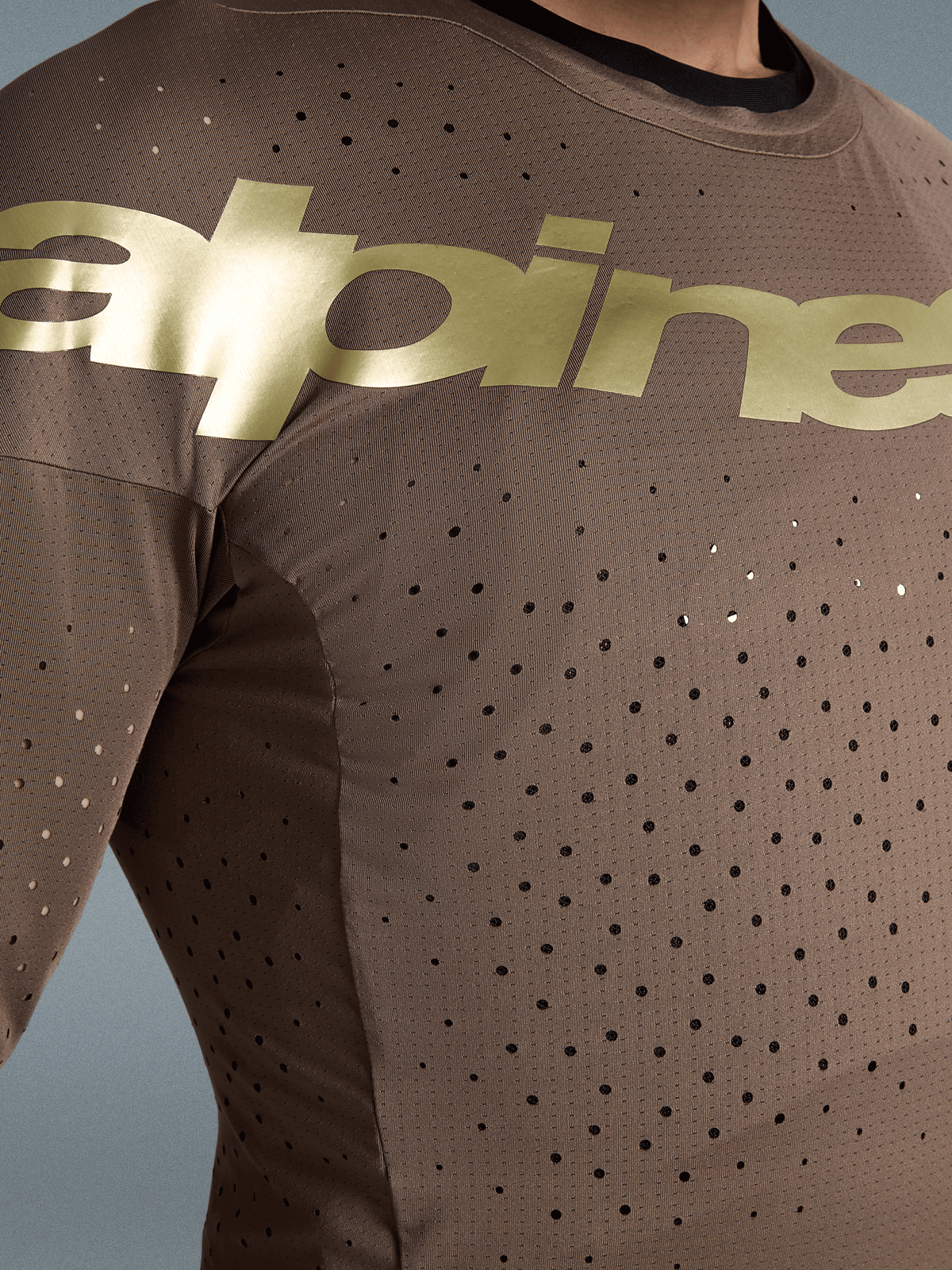 Alpinestars Limited Edition Supertech Air Gold Jersey, Motocross Racing, Earth Brown and Gold with laser-cut vents.