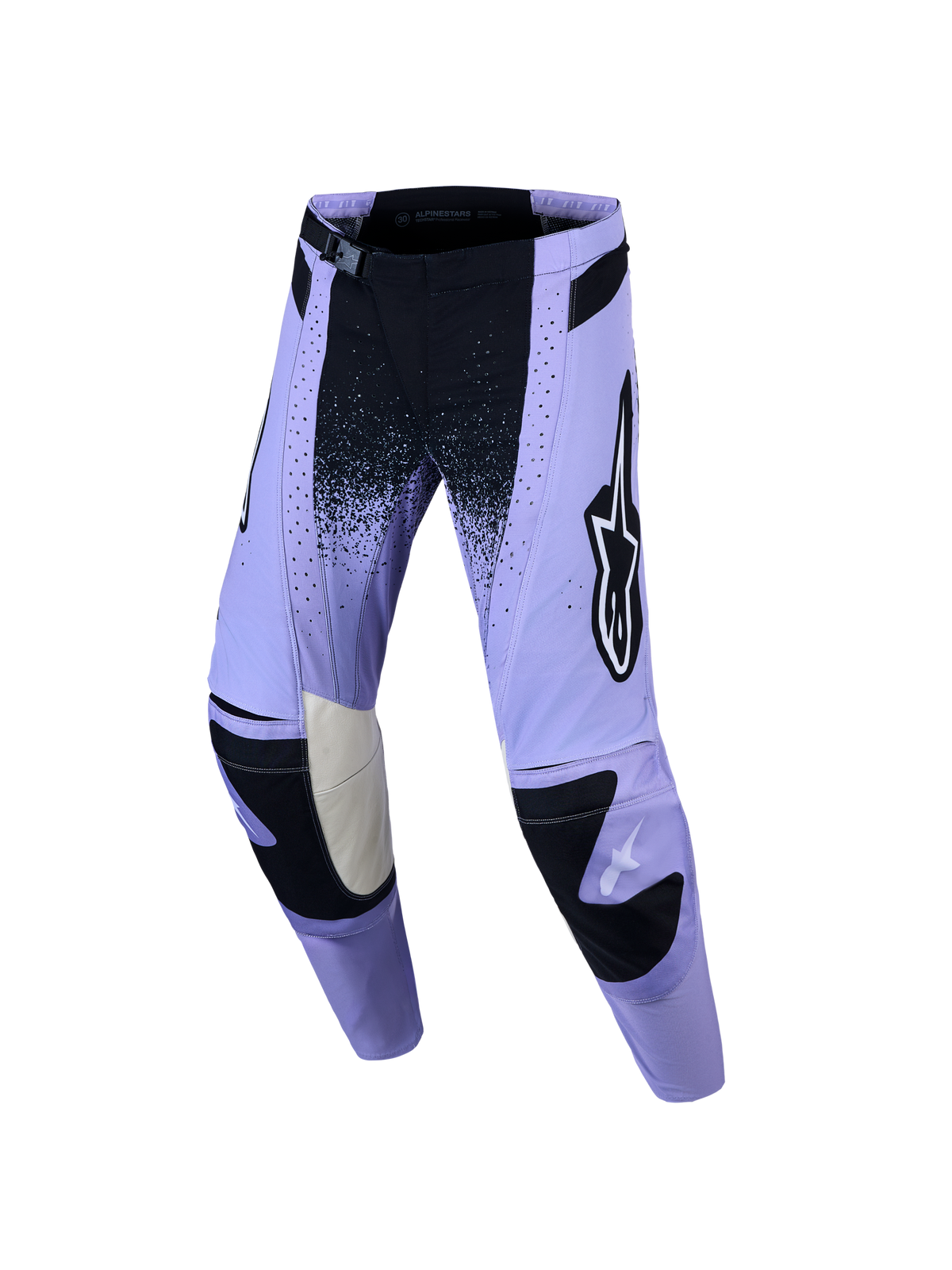 Alpinestars Stella Techstar Swan Pants, women's performance motocross gear in purple and black with ripstop panels.