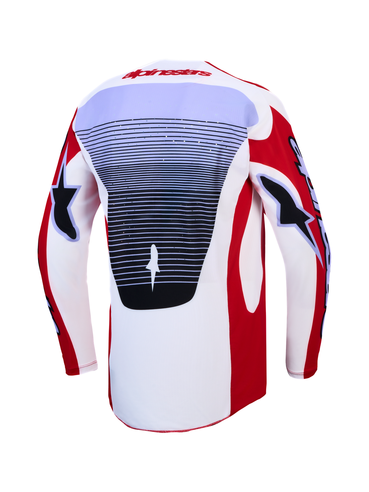 Alpinestars Techstar Maven trøje og 2027 Techstar Maven gearsæt, rød og hvid motocrosstrøje med ventileret ryg.