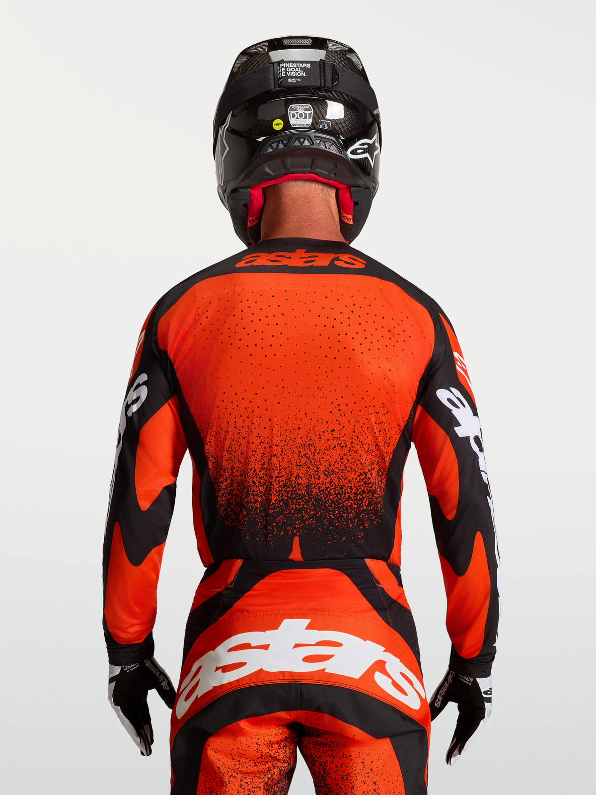 Alpinestars Techstar Swan trøje, motocross-trøje til herre, rød og sort, set bagfra med laserskårne perforeringer