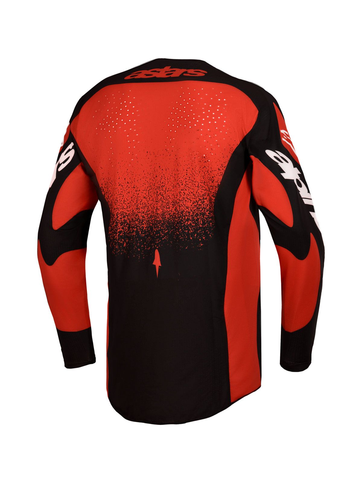 Alpinestars Techstar Swan trøje AND Gear Set, herremotocrosstrøje, rød og sort, set bagfra med laserskåret ventilation.