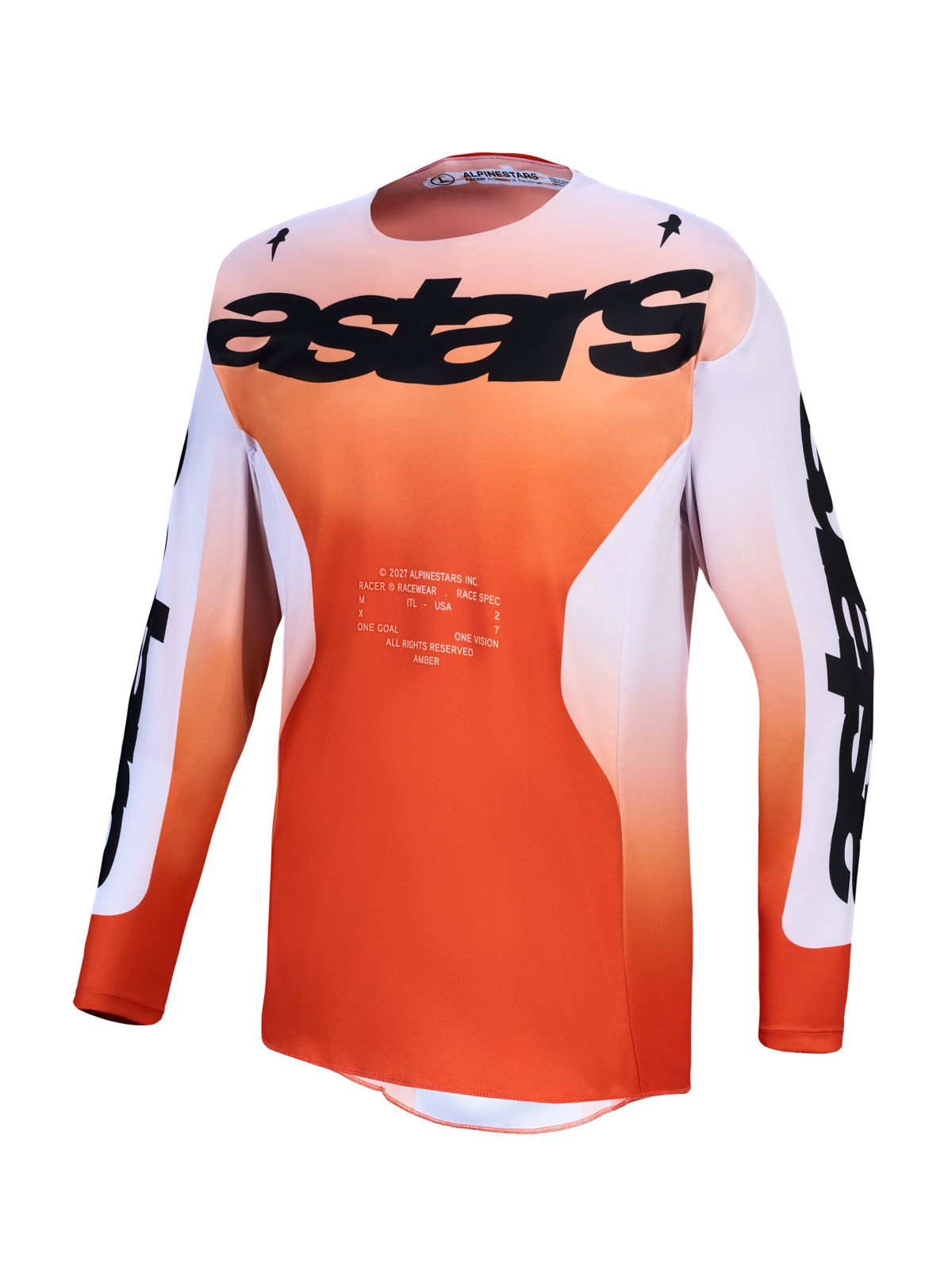 Alpinestars 2027 Racer Amber trøje, herre-motocrosstrøje, rød og lilla, fugttransporterende polystof, race-pasform