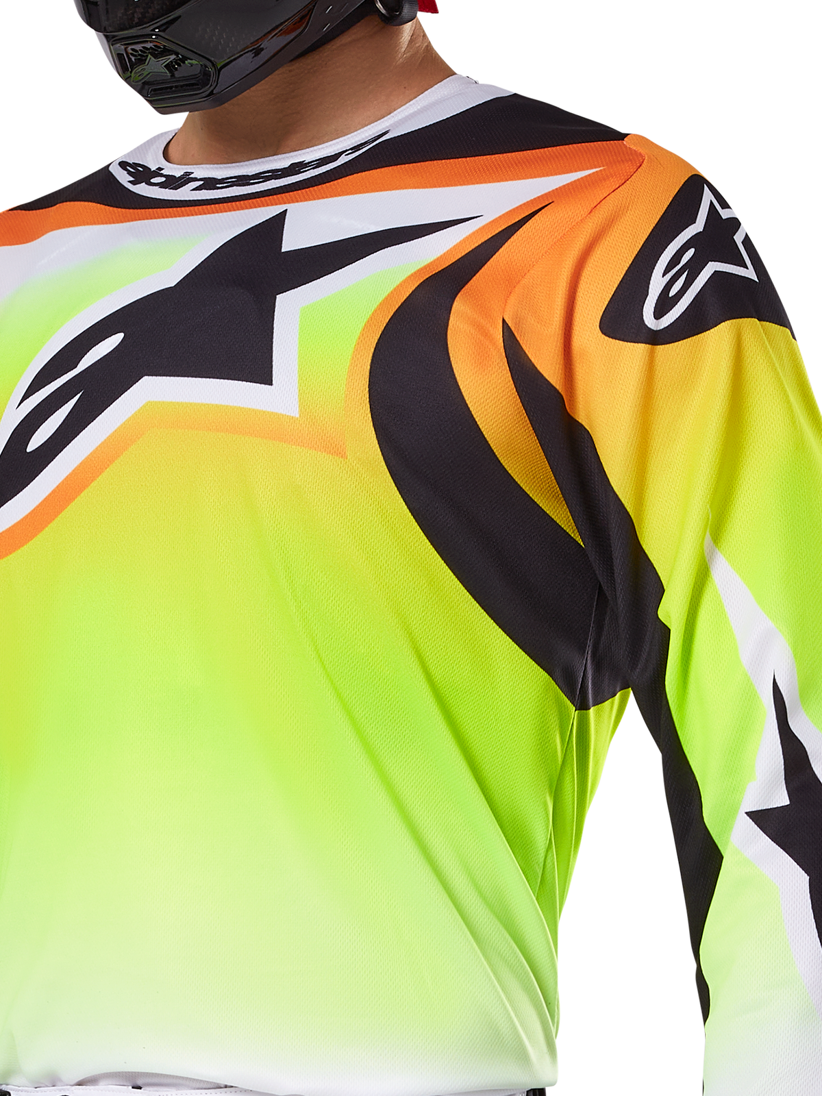Alpinestars 2025 Fluid Wurx udstyrssæt, motocross-trøje og -bukser, gul med markante sorte grafikker og branding, højtydende racerudstyr til off-road- og motocross-kørere.