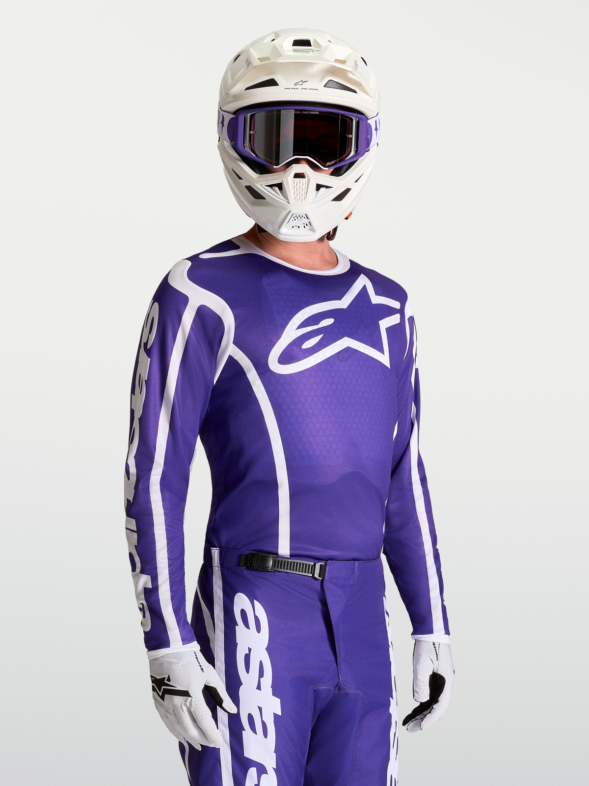 Alpinestars Fluid Apex V2 Jersey, Men's Motocross Jersey, Deep Blue and White, Moisture-Wicking Performance Textile.