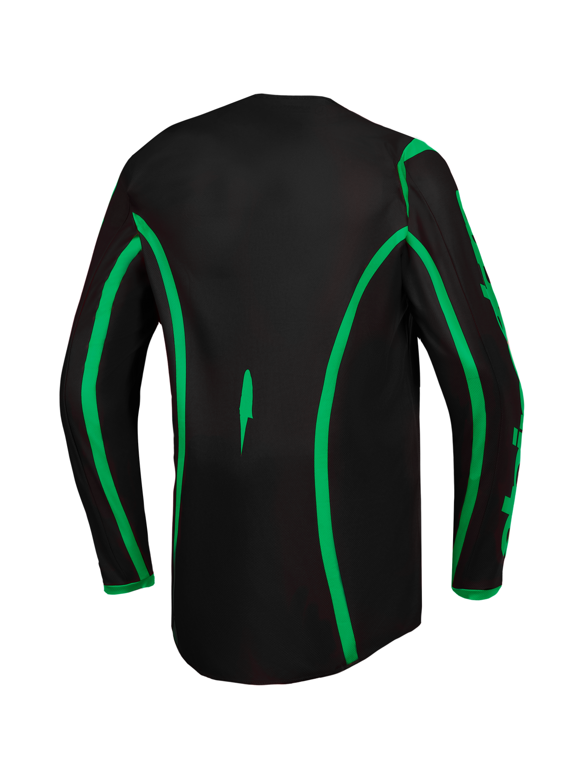 Alpinestars Fluid Apex V2 Jersey, Men's Motocross Jersey in Black and Green Fluo, featuring extended rear coverage.