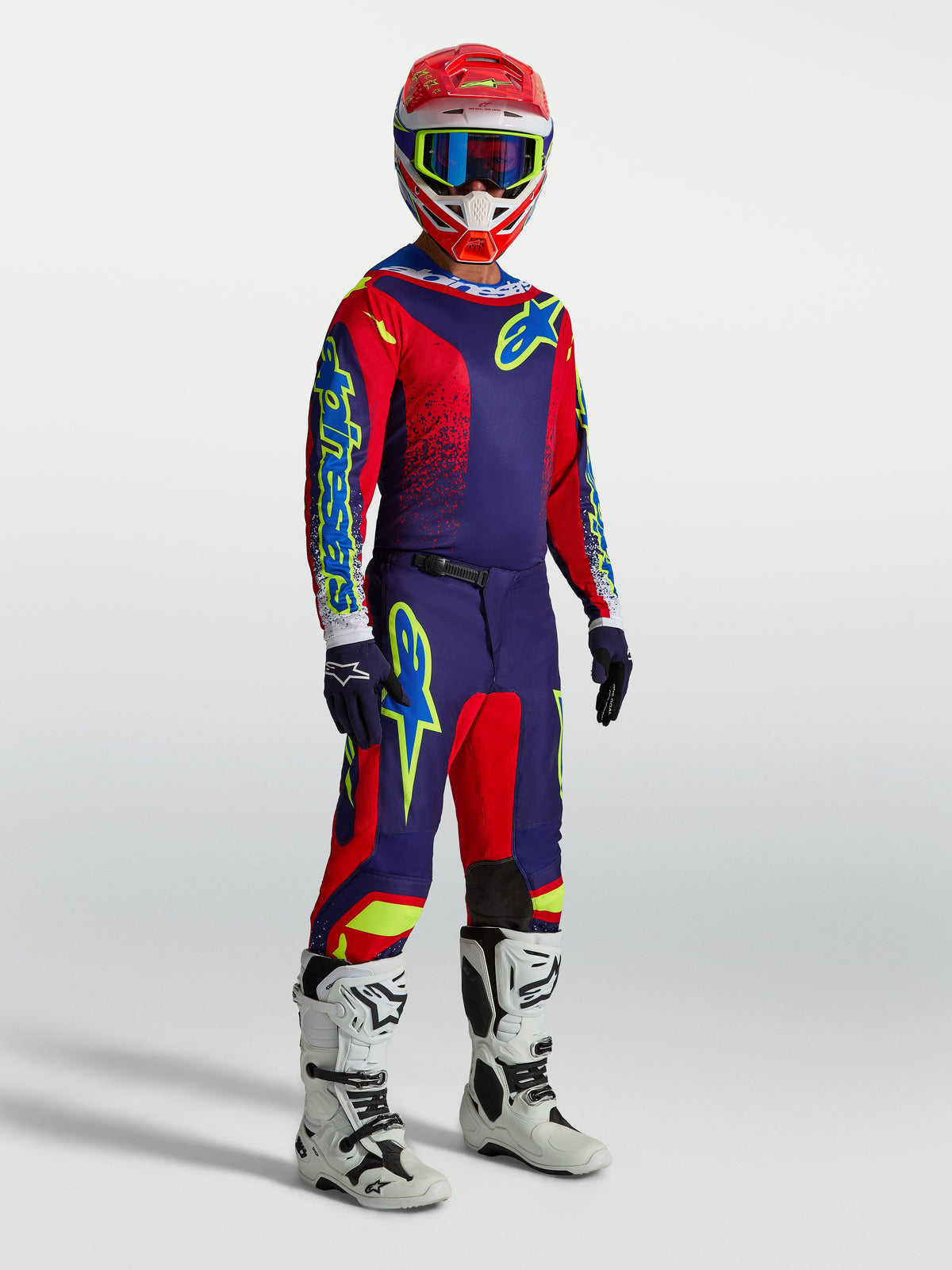 Alpinestars Fluid Drag trøje, herre-motocrosstrøje i navyblå og rød, fugttransporterende tekstil til off-road racing