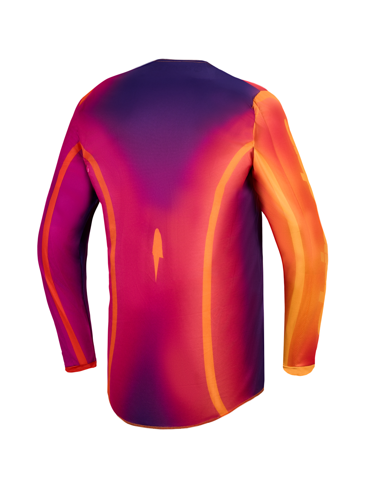 Alpinestars Fluid Kepler trøje, lilla og orange herre-motocrosstrøje set bagfra med fugttransporterende polystof.
