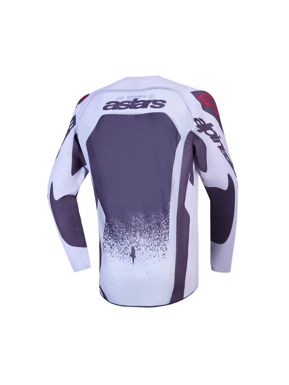 Alpinestars Ungdom Supertech Swan trøje, grå og hvid motocrosstrøje set bagfra med mesh og astars-branding.