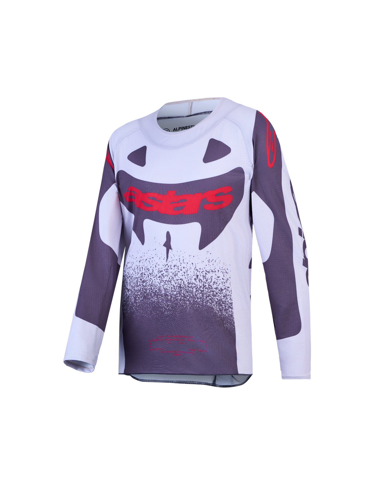Alpinestars Ungdom Supertech Swan trøje, motocross racing, grå og hvid med rød grafik, letvægts stretch-mesh