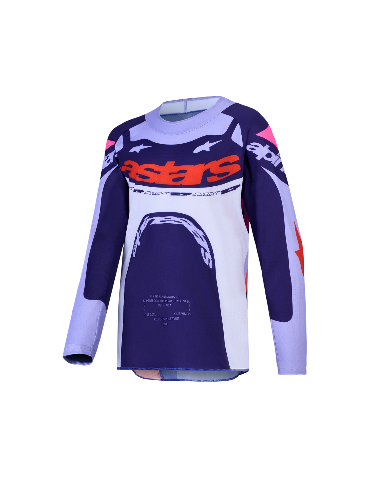 Alpinestars Ungdom Supertech Dyna trøje, motocrosstrøje til unge, mørkeblå og hvid med orange accenter, off-road gear