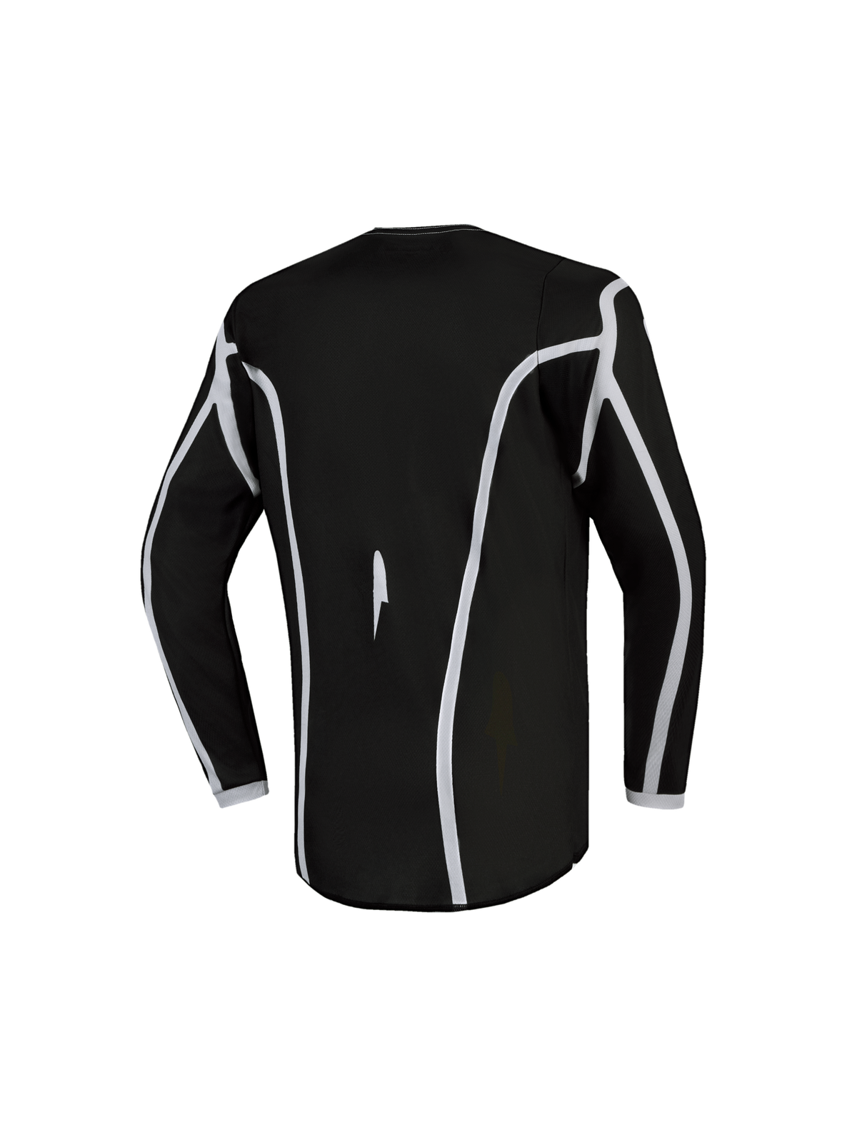 Alpinestars Fluid Apex V2 Trøje Ungdom, motocross-racingtrøje i sort og sølv, set bagfra med ergonomisk tekstilkonstruktion til off-road kørsel