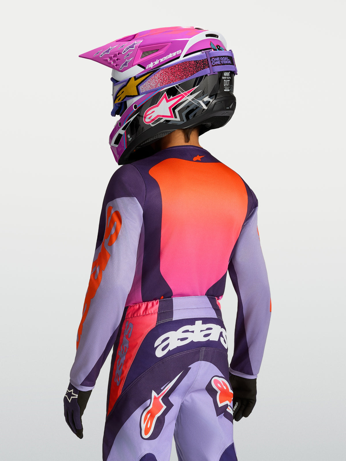 Alpinestars 2027 Fluid Hunt Trøje Ungdom, lilla og pink motocrosstrøje i let fugttransporterende polyfabric.
