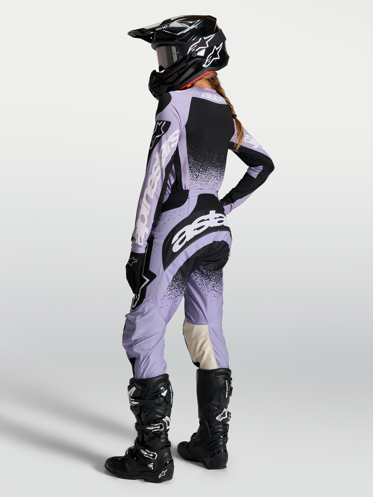 Alpinestars Stella Techstar Swan Pants, Women's Motocross Racing Gear, Light Violet and Black, Performance Fit.