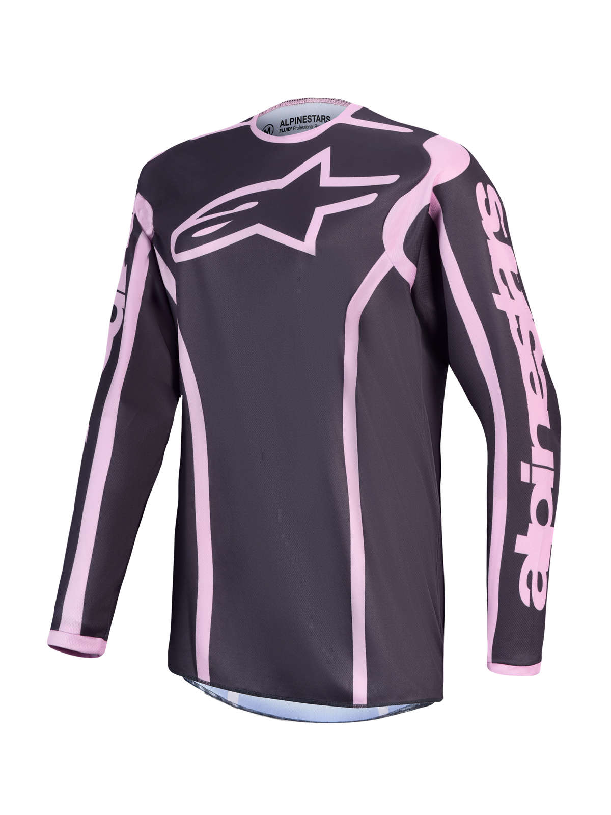 Alpinestars Stella Fluid Apex V2 trøje, dame-motocrosstrøje, mørkegrå og pink, åndbart og fugttransporterende tekstil