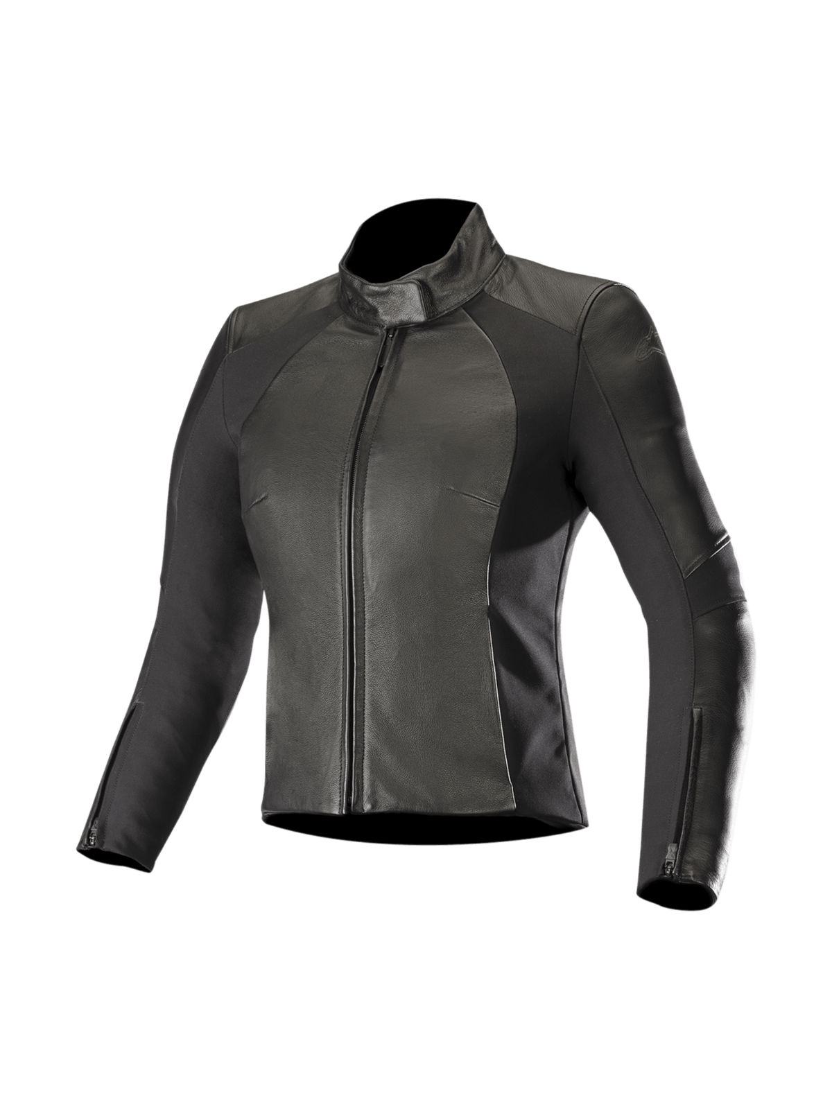 Alpinestars Stella Vika V2 dame-læderjakke til motorcykel, sort, med aramid-strækpaneler og CE-certificeret beskyttelse