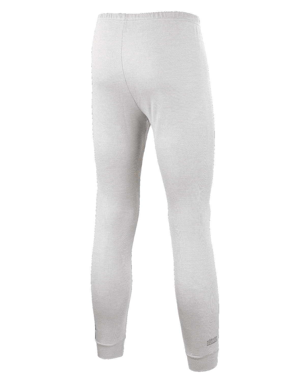 Alpinestars Race V3 Bottom, Auto Racing Base Layer Pants, White, back view featuring textured flame-resistant fabric, elastic waistband, and ribbed ankle cuffs, designed for professional motorsport use