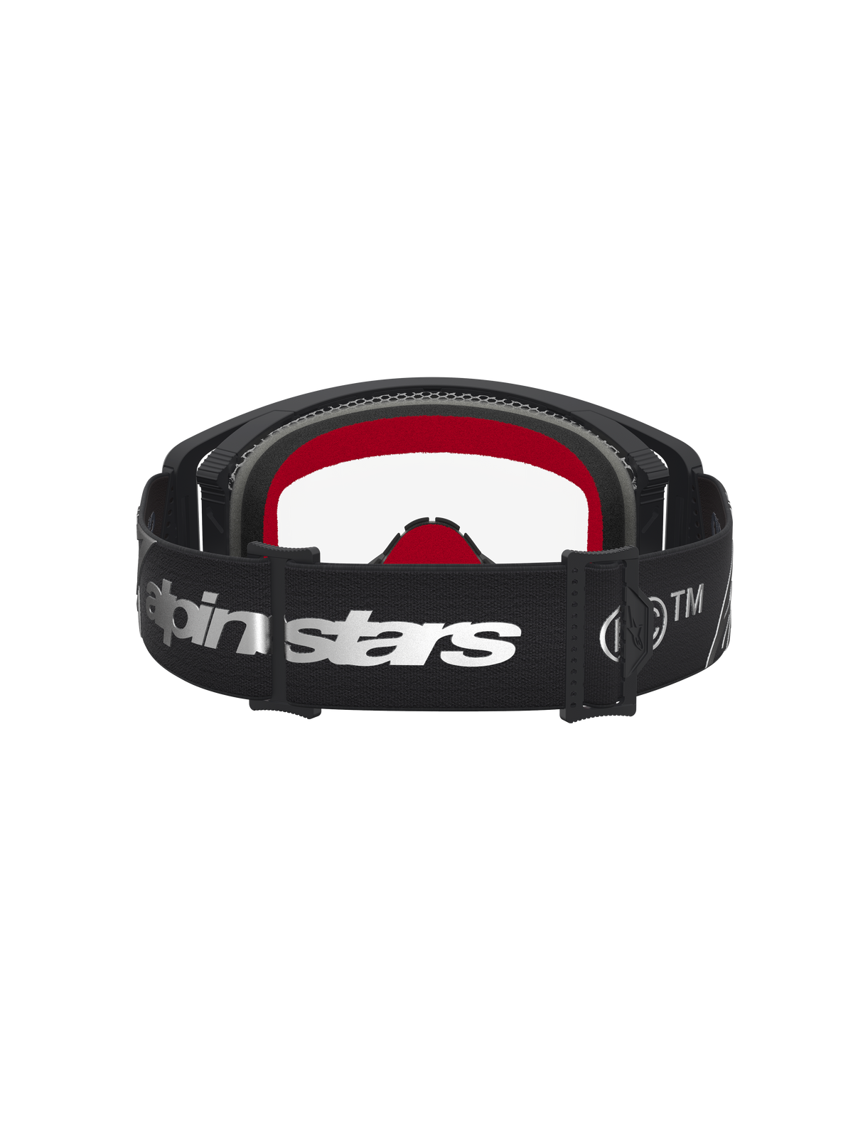 Alpinestars Supertech Dura Air Fluid Goggles, motocross-goggles til herrer, sort og sølv, klar linse og rød polstring