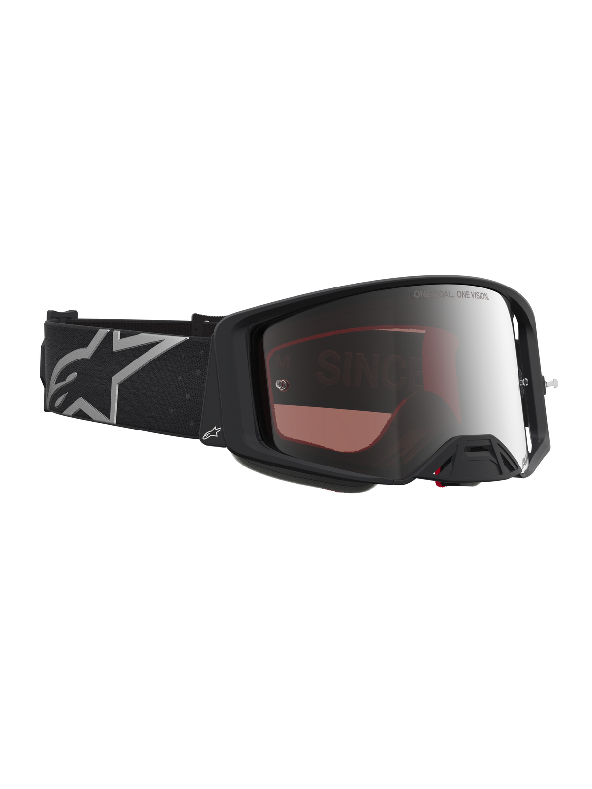 Alpinestars Supertech Vesta goggles, motocrossbriller til racing, sort og sølv, spejllinse til high-definition vision.