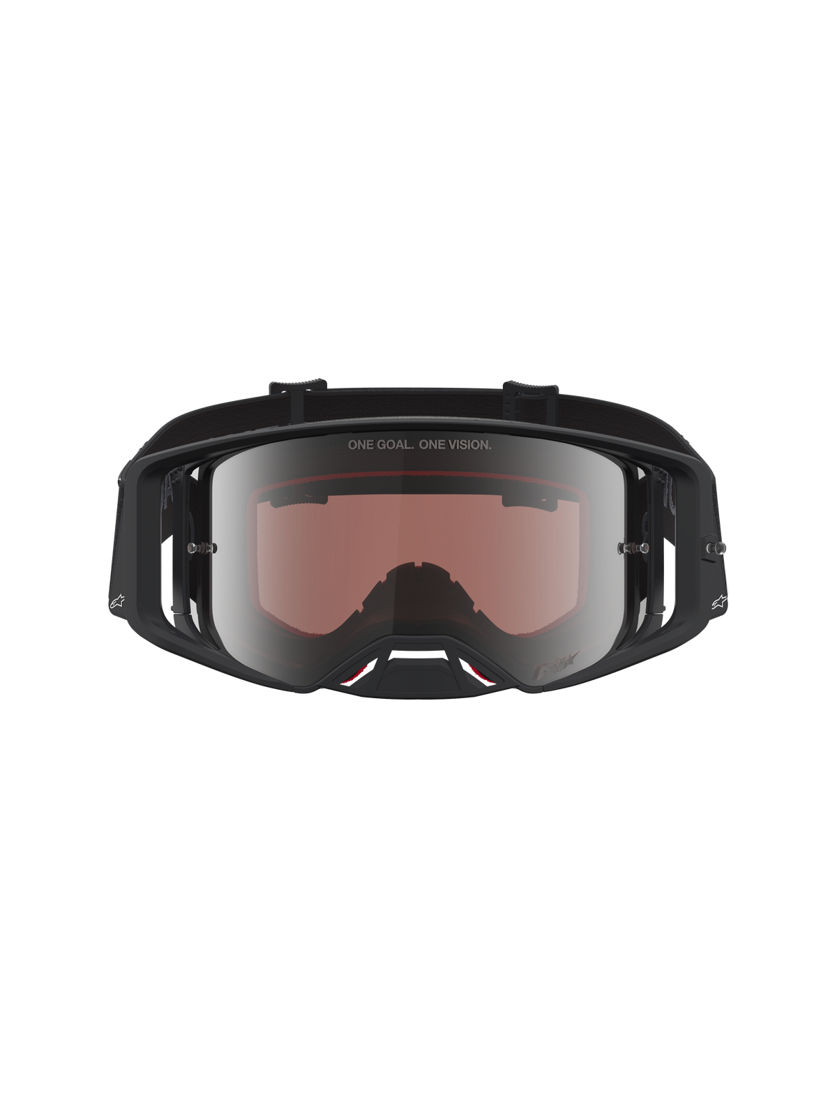 Alpinestars Supertech Vesta goggles, professionelle motocross-briller i sort og mat sølv med spejllinse til off-road.
