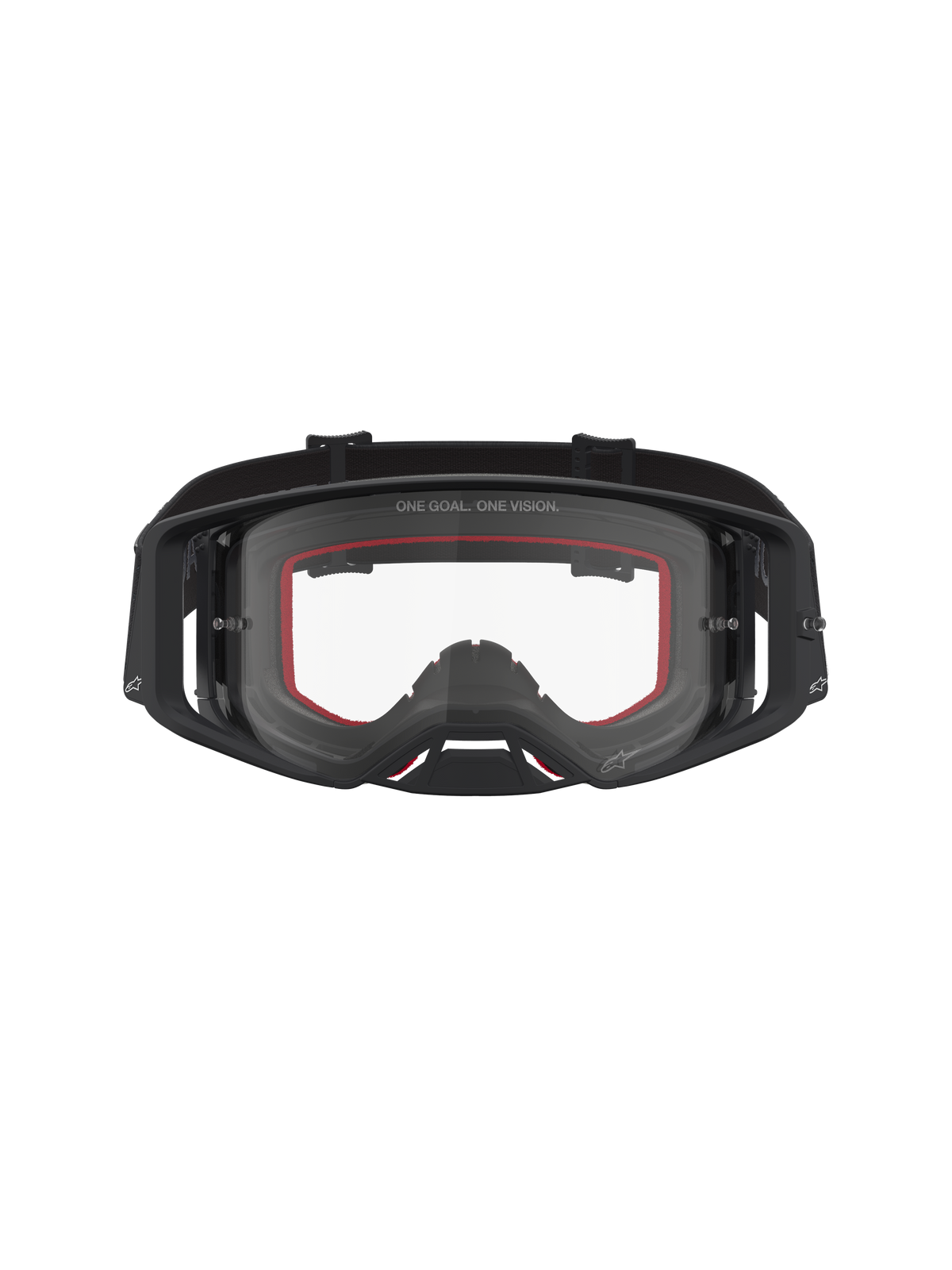 Alpinestars Supertech Vesta Goggles, motocrossgoggles i sort og mat sølv med klar linse til off-road kørsel.