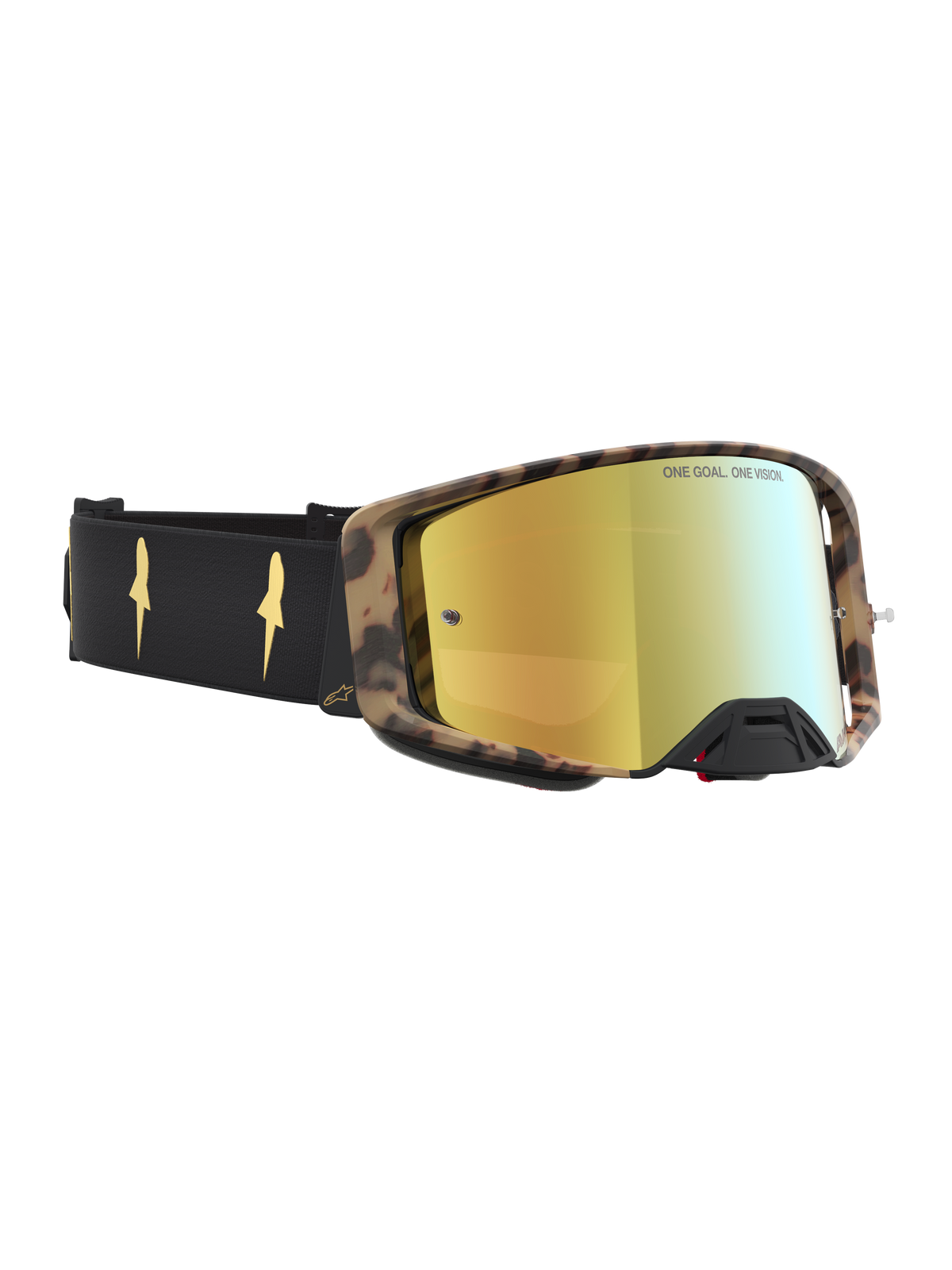 Alpinestars Supertech LE Zona goggles, motocross- og off-road-goggles, sort og brun spejlblank guld, eksklusiv spejllinse med mesterskabsafprøvet design