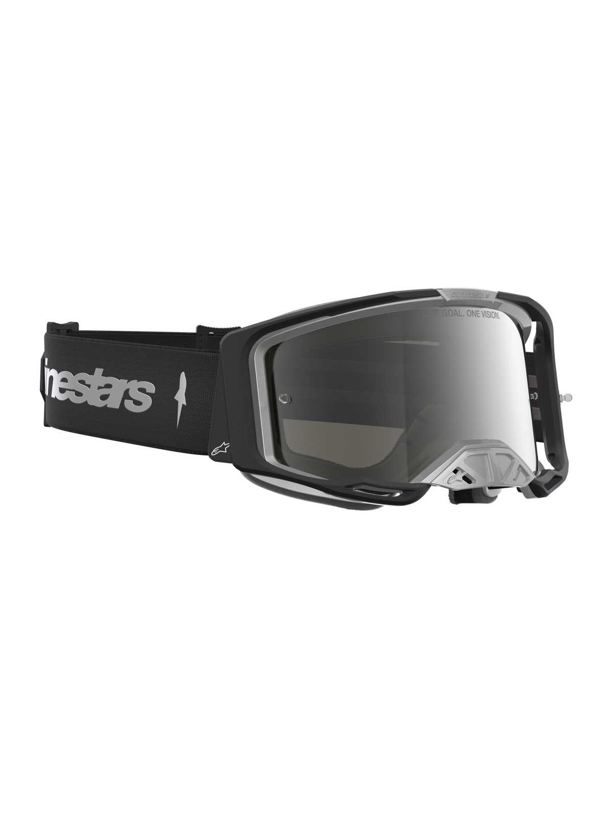 Alpinestars Vision 8 Amber Spejl Goggles, motocross goggles, sort og sølv, fleksibel A-FLEX ramme og anti-dug spejllinse