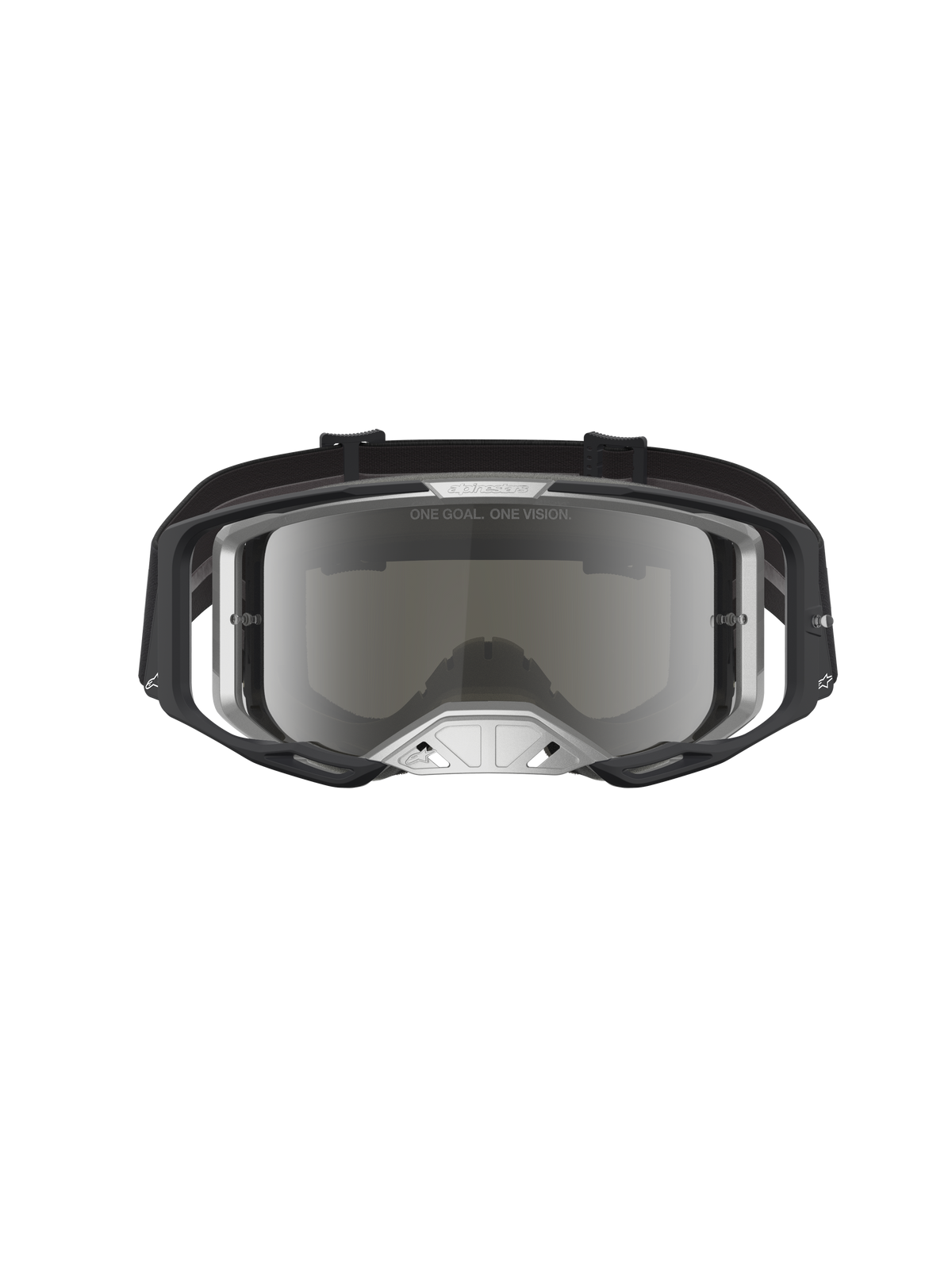 Alpinestars Vision 8 Amber Spejl Goggles, herre-motocross-goggles, sort og sølv, spejllinse og fleksibel A-FLEX ramme.